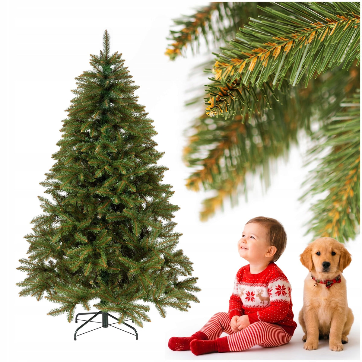 ARTIFICIAL CHRISTMAS TREE CAUCASIAN SPRUCE 180 cm natural dense PREMIUM + FREEBIE