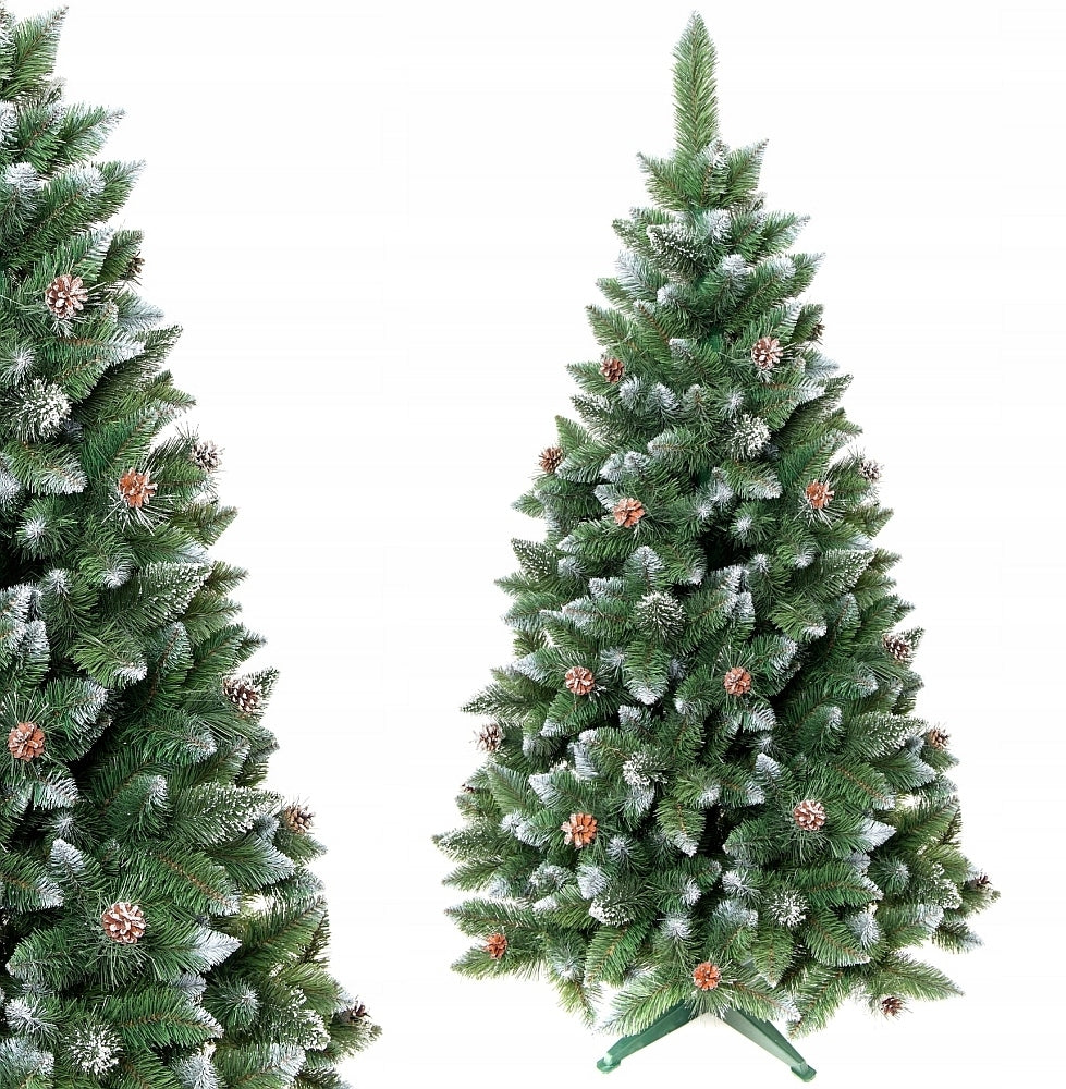ARTIFICIAL CHRISTMAS TREE GREEN SNOW-COVERED DIAMOND PINE DENSE 220 cm + stand