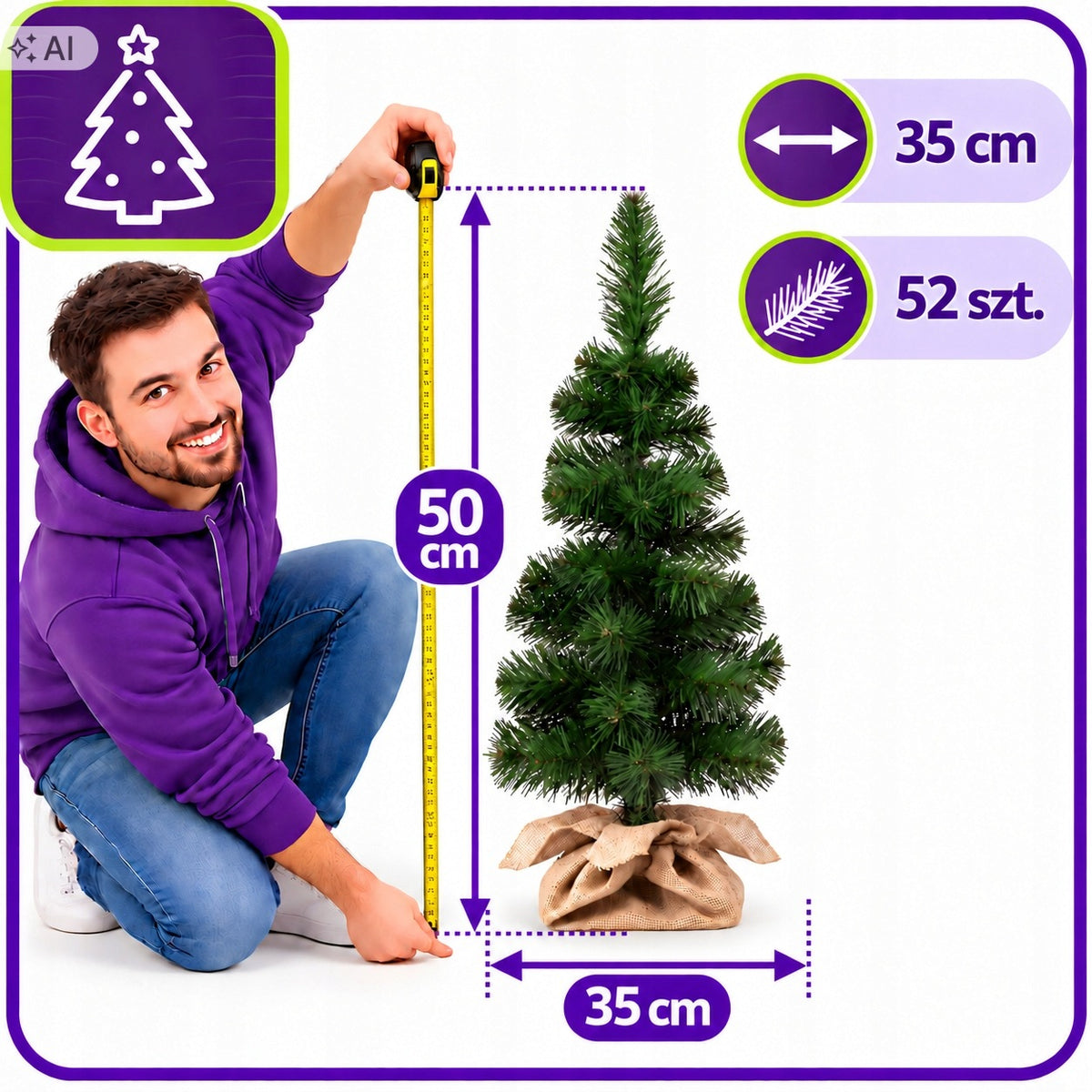 ARTIFICIAL CHRISTMAS TREE LIKE A LIVING SMALL SNOW-COVERED CHRISTMAS TREE FOR DESK 50 CM Packaging status original