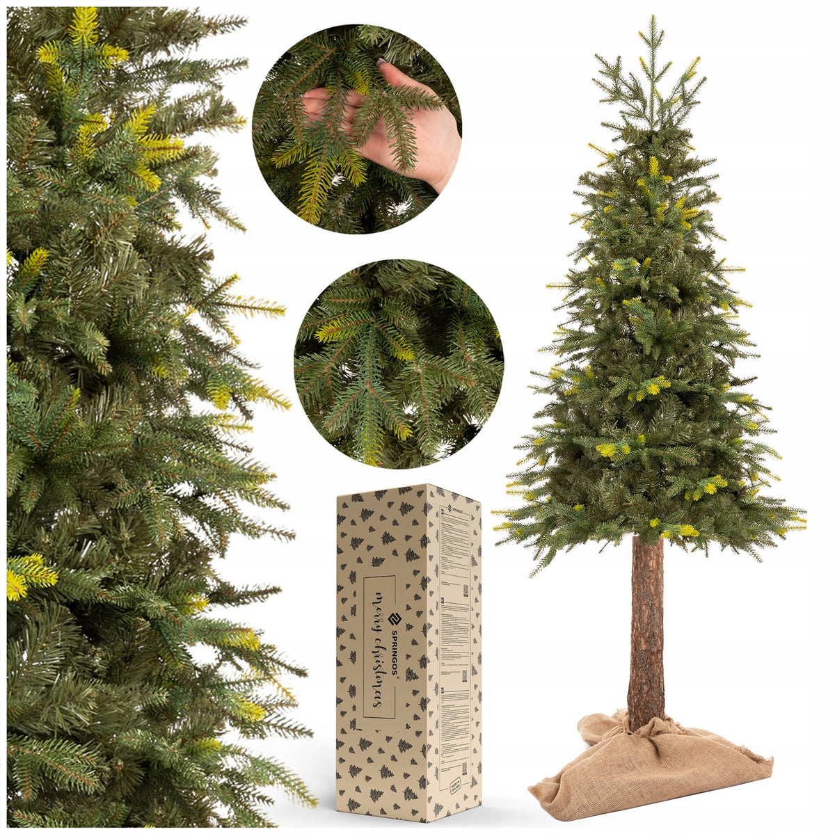 ARTIFICIAL CHRISTMAS TREE ON THE TRUNK 220cm BEAUTIFUL NATURAL PE DELUX SPRUCE + FREEBIE Packaging status original