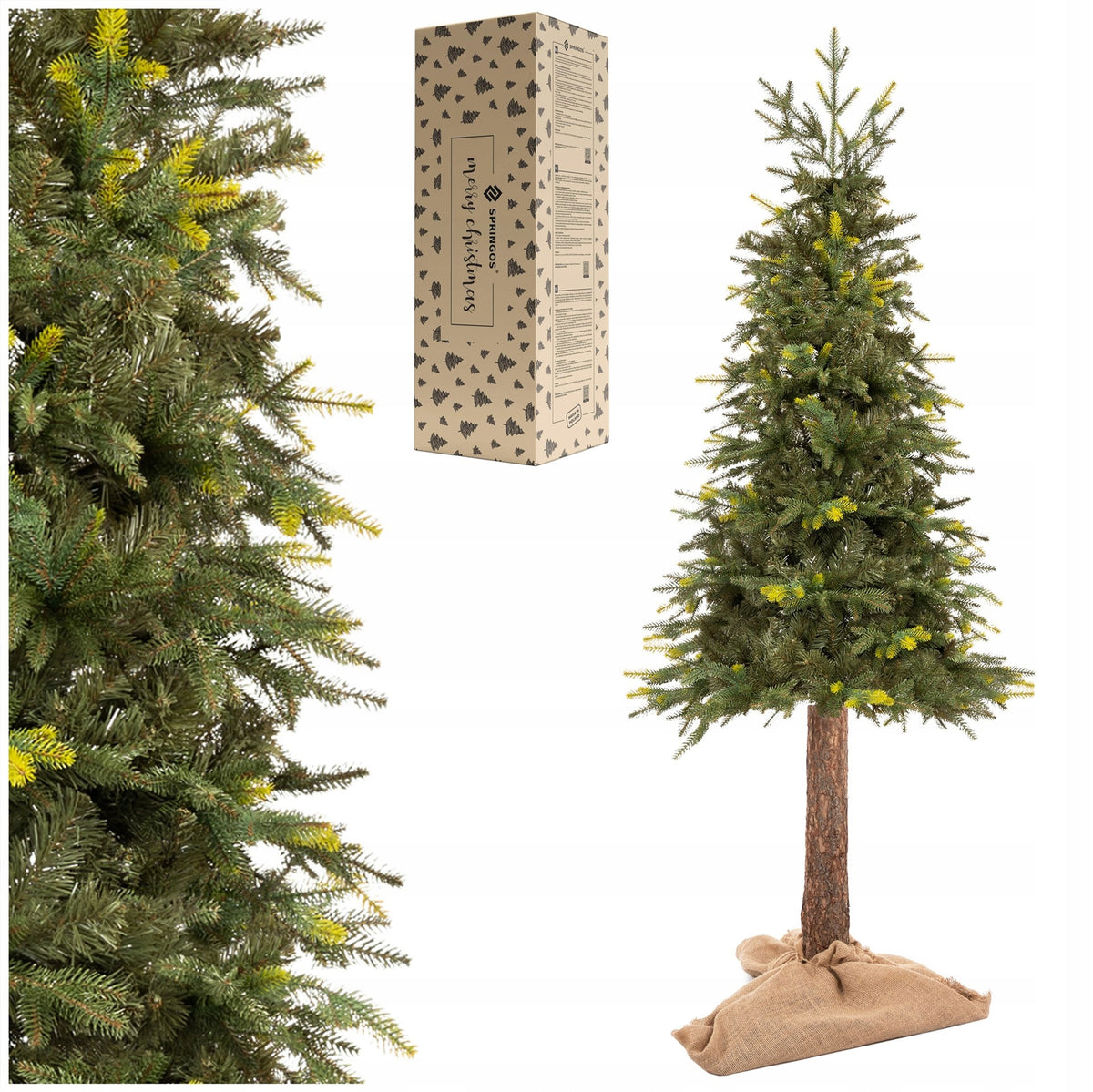 ARTIFICIAL CHRISTMAS TREE ON THE TRUNK 220cm BEAUTIFUL NATURAL PE DELUX SPRUCE + FREEBIE