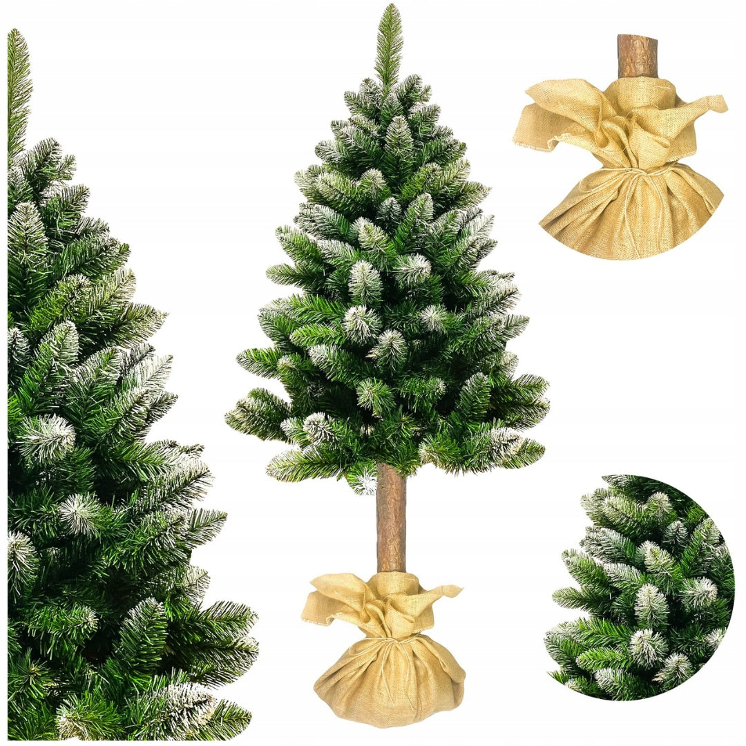 ARTIFICIAL CHRISTMAS TREE ON THE TRUNK BEAUTIFUL DIAMOND PINE DENSE SNOW-COVERED 180 CM