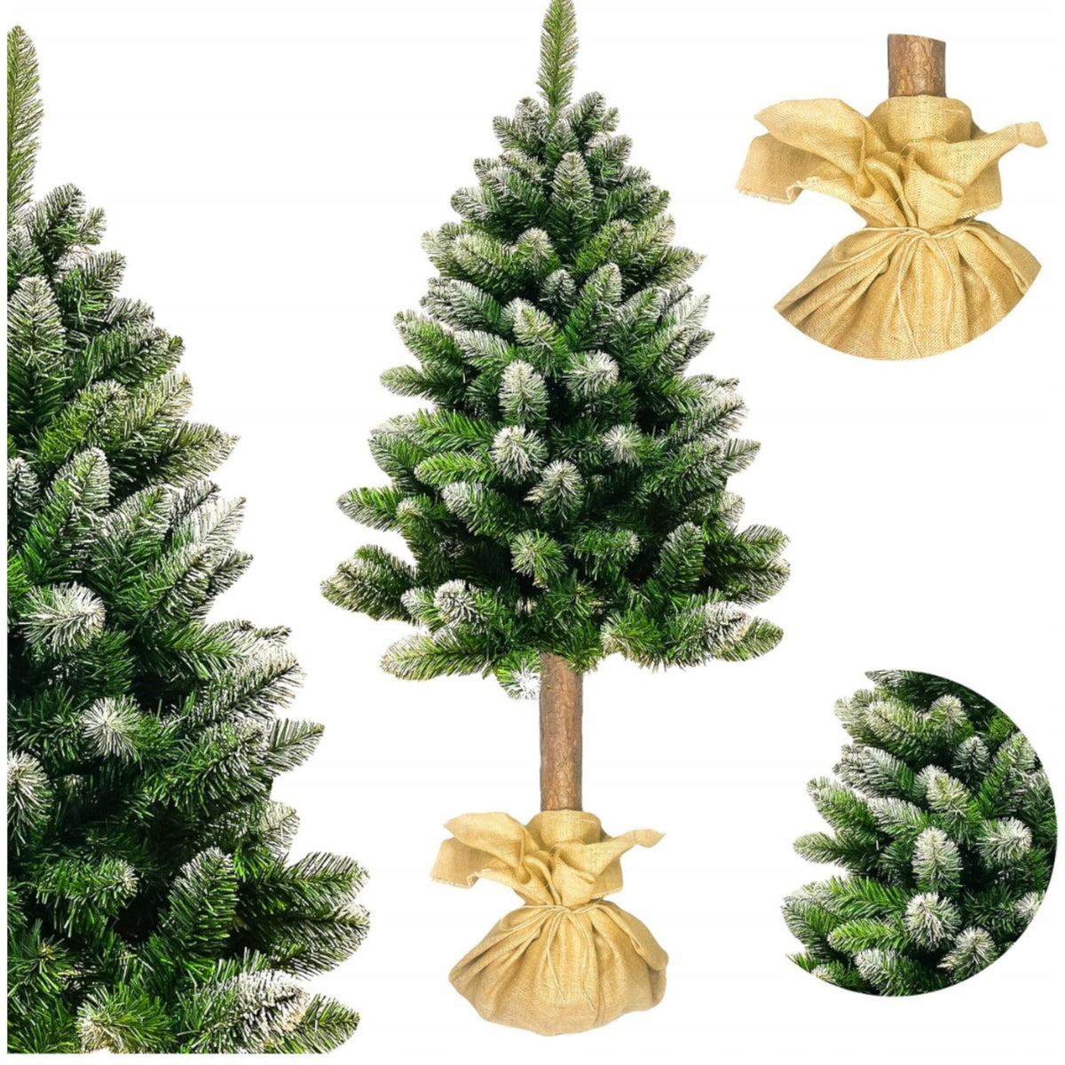 ARTIFICIAL CHRISTMAS TREE ON THE TRUNK BEAUTIFUL DIAMOND PINE DENSE SNOW-COVERED 180 CM
