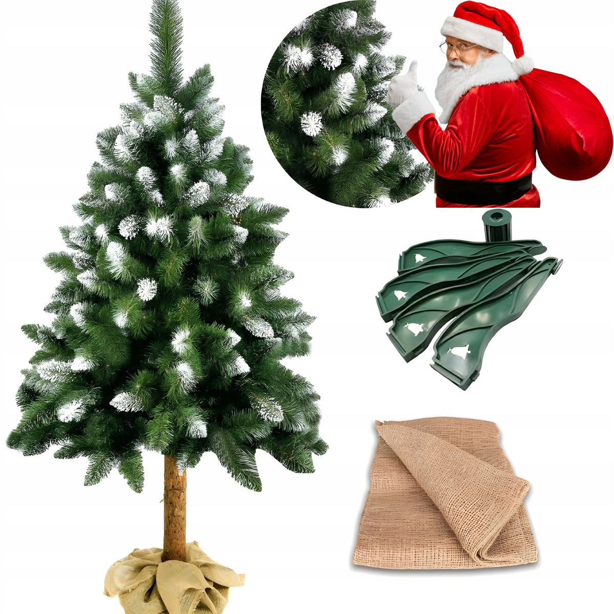 ARTIFICIAL CHRISTMAS TREE ON THE TRUNK DIAMOND LIKE LIVE SNOW-COVERED 180 cm ON A STAND