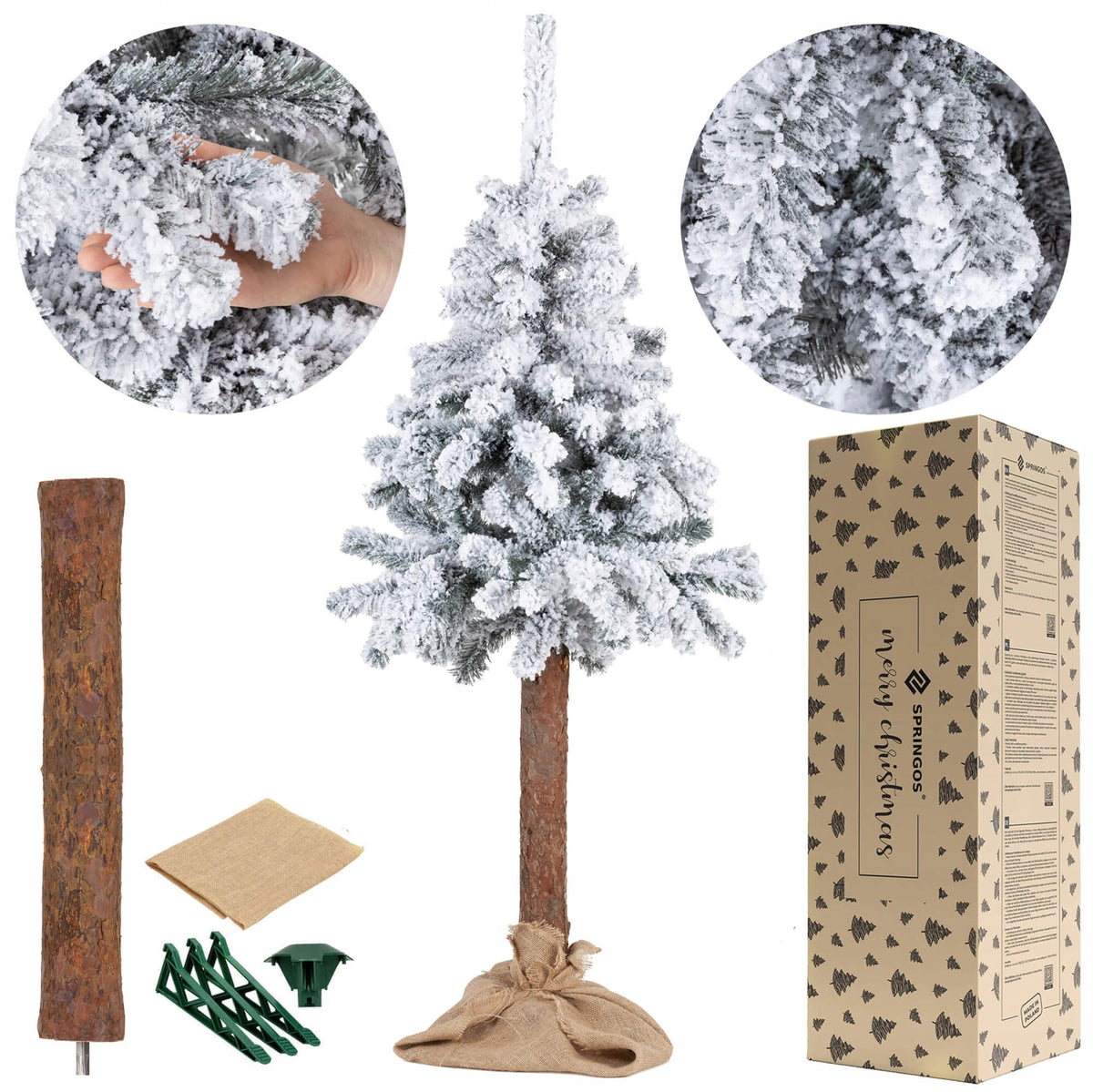ARTIFICIAL CHRISTMAS TREE ON THE TRUNK SPRUCE 160 cm THICK AS LIVE SNOWY + FREEBIE Packaging status original