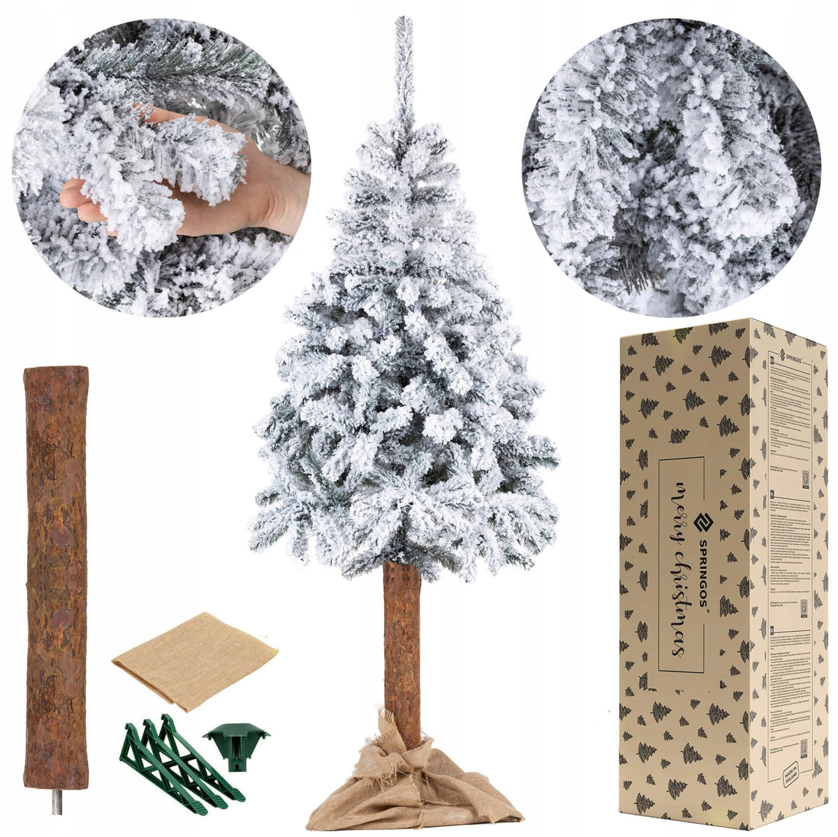 ARTIFICIAL CHRISTMAS TREE ON THE TRUNK SPRUCE 220 cm THICK AS LIVE SNOWY + FREEBIE Packaging status original