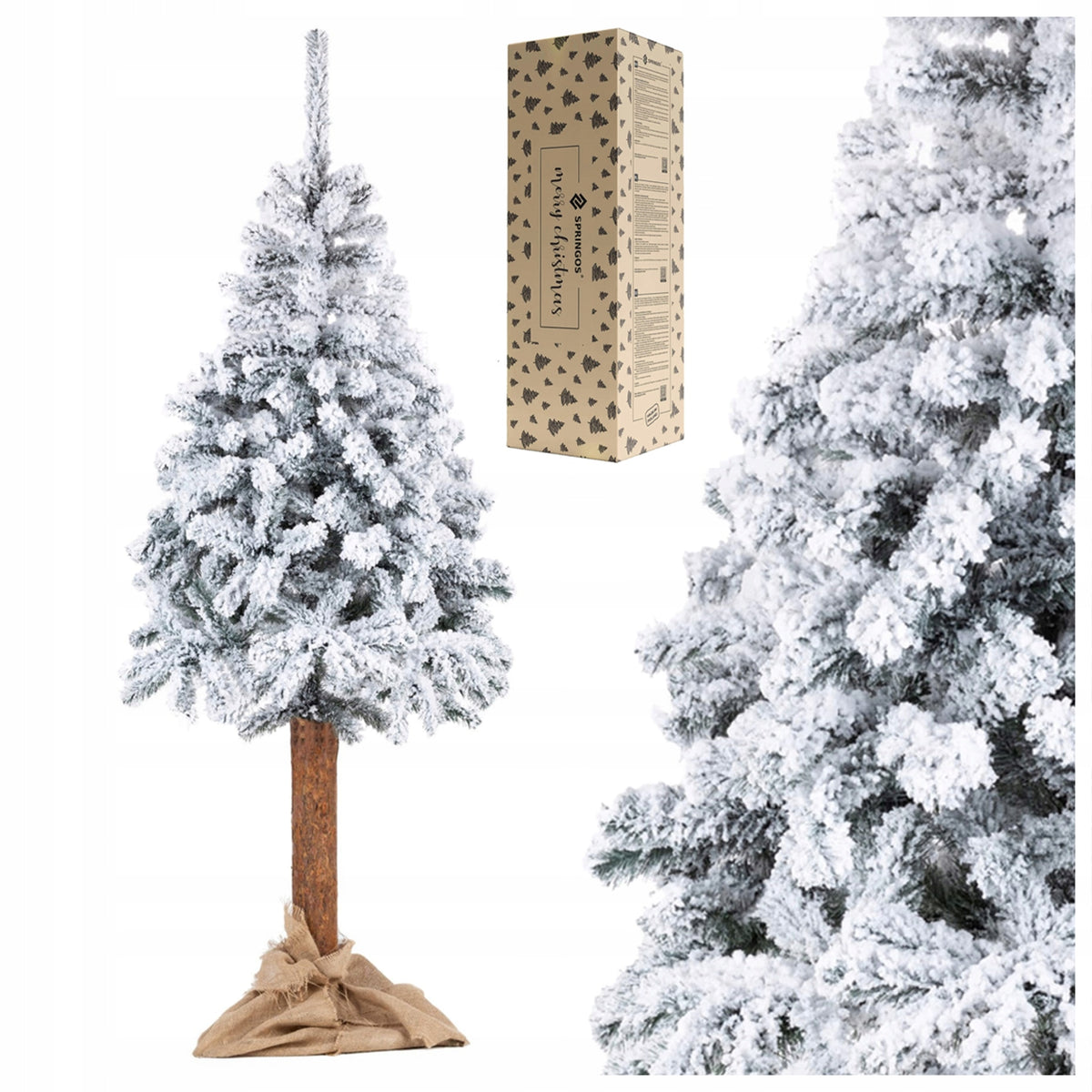 ARTIFICIAL CHRISTMAS TREE ON THE TRUNK SPRUCE 220 cm THICK AS LIVE SNOWY + FREEBIE