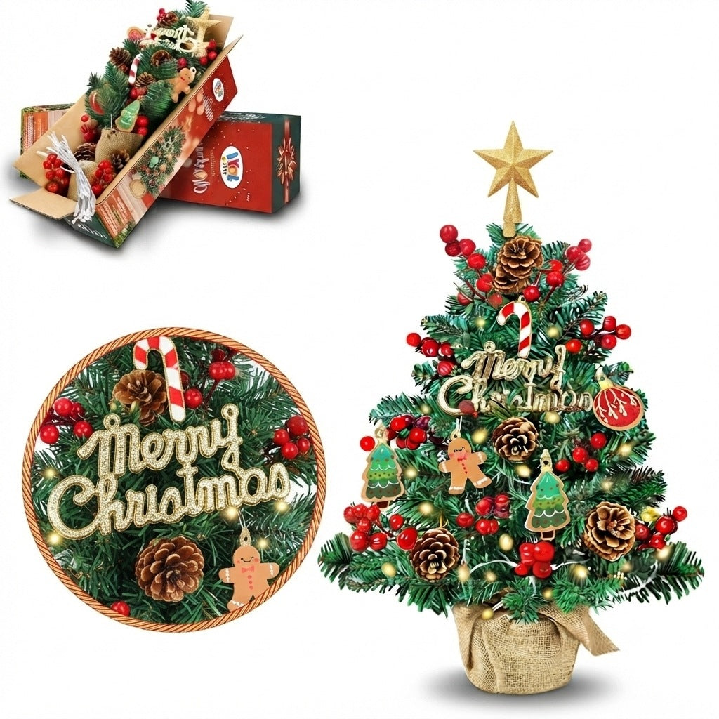 ARTIFICIAL CHRISTMAS TREE READY CHRISTMAS DECORATION BAUBLE LAMP 60CM