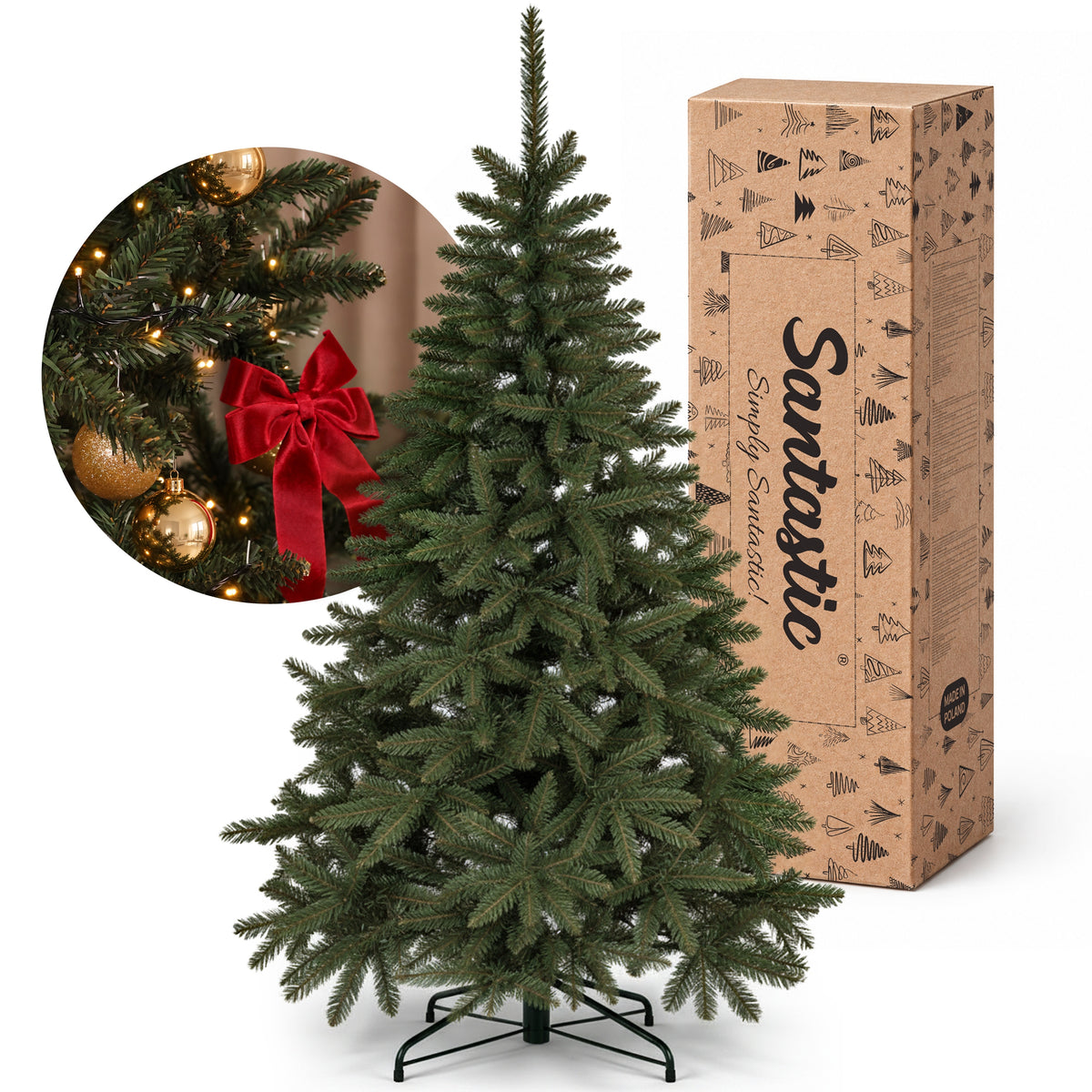 ARTIFICIAL CHRISTMAS TREE like a living SPRUCE 220cm dense METAL STAND tree Poland