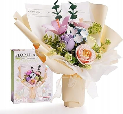 ARTIFICIAL FLOWERS BOUQUET FLOWERS BLOCKS PUZZLE 3D FOR VALENTINE'S DAY WOMEN