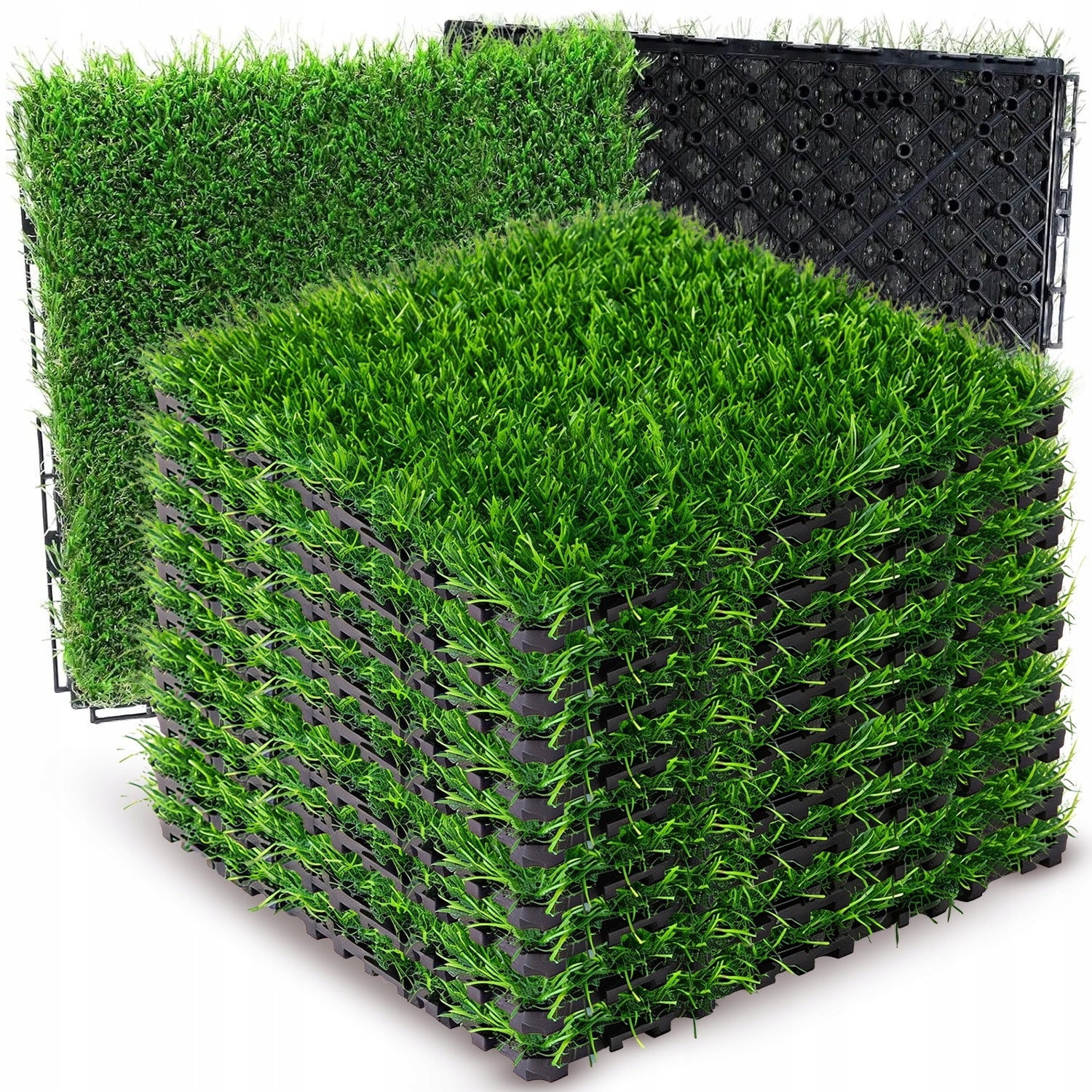 ARTIFICIAL GRASS CARPET GREEN FOR BALCONY FOR GARDEN TERRACE 9pcs 30x30cm