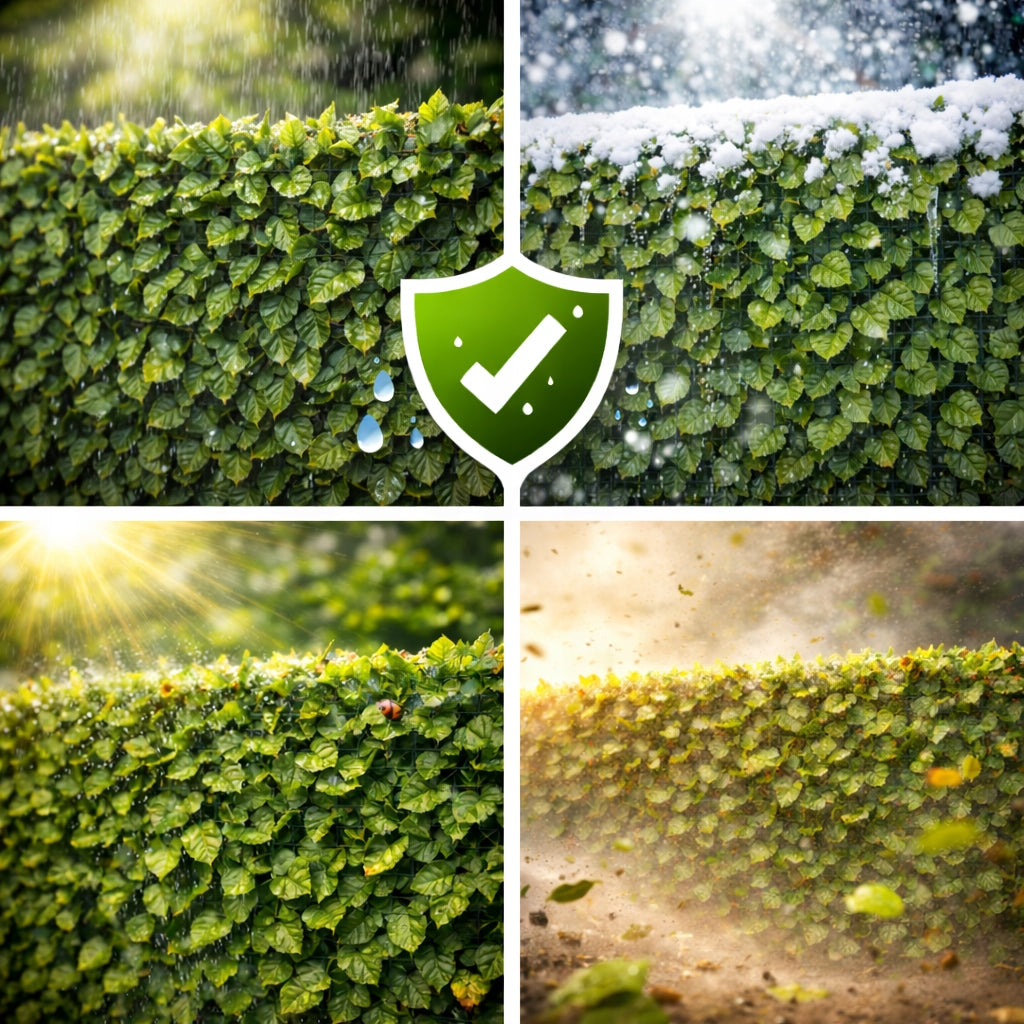 ARTIFICIAL HEDGE IVY for fence balcony wall 3x1m Masking Mesh Height 1 m
