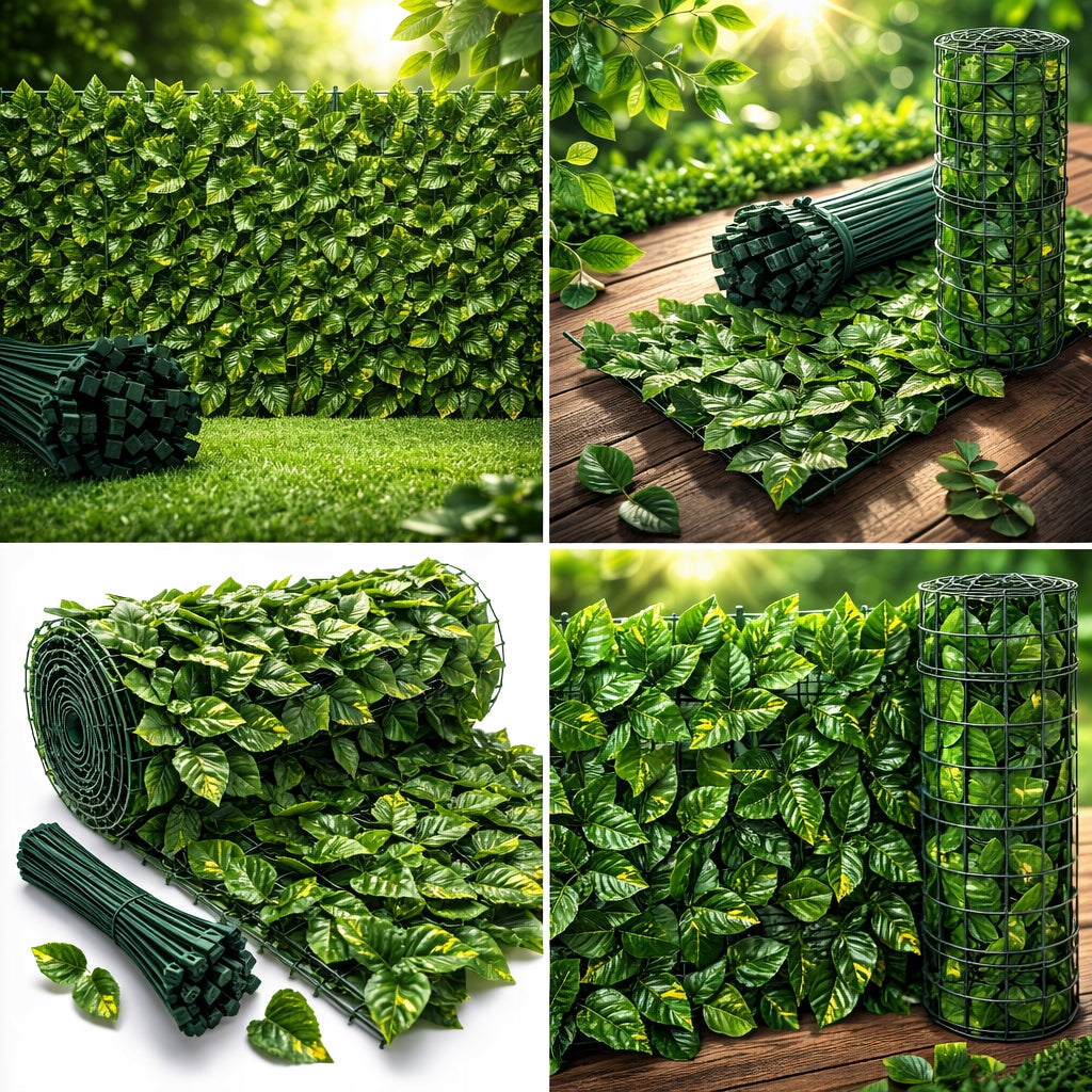 ARTIFICIAL HEDGE IVY for fence balcony wall 3x1m Masking Mesh Packaging status original