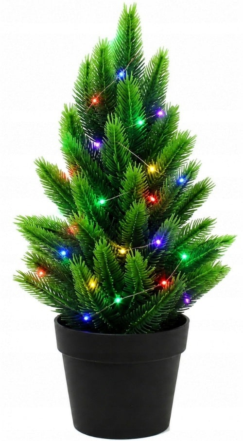 ARTIFICIAL TREE PINE FIR SILICONE LED CHRISTMAS TREE 30CM IN BLACK POT