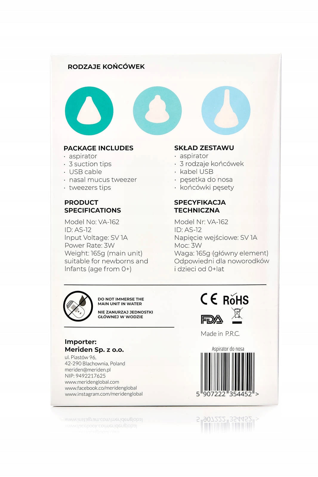 ASPIRATOR ASPIRO Baby Katarek 3in1 for nose and ears Manufacturer code AS-12