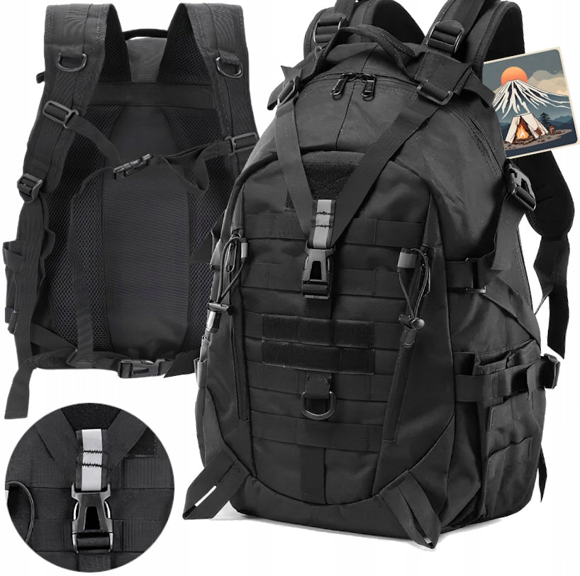 ASSAULT MILITARY HIKING BACKPACK MILITARY TACTICAL SURVIVAL BLACK 35L