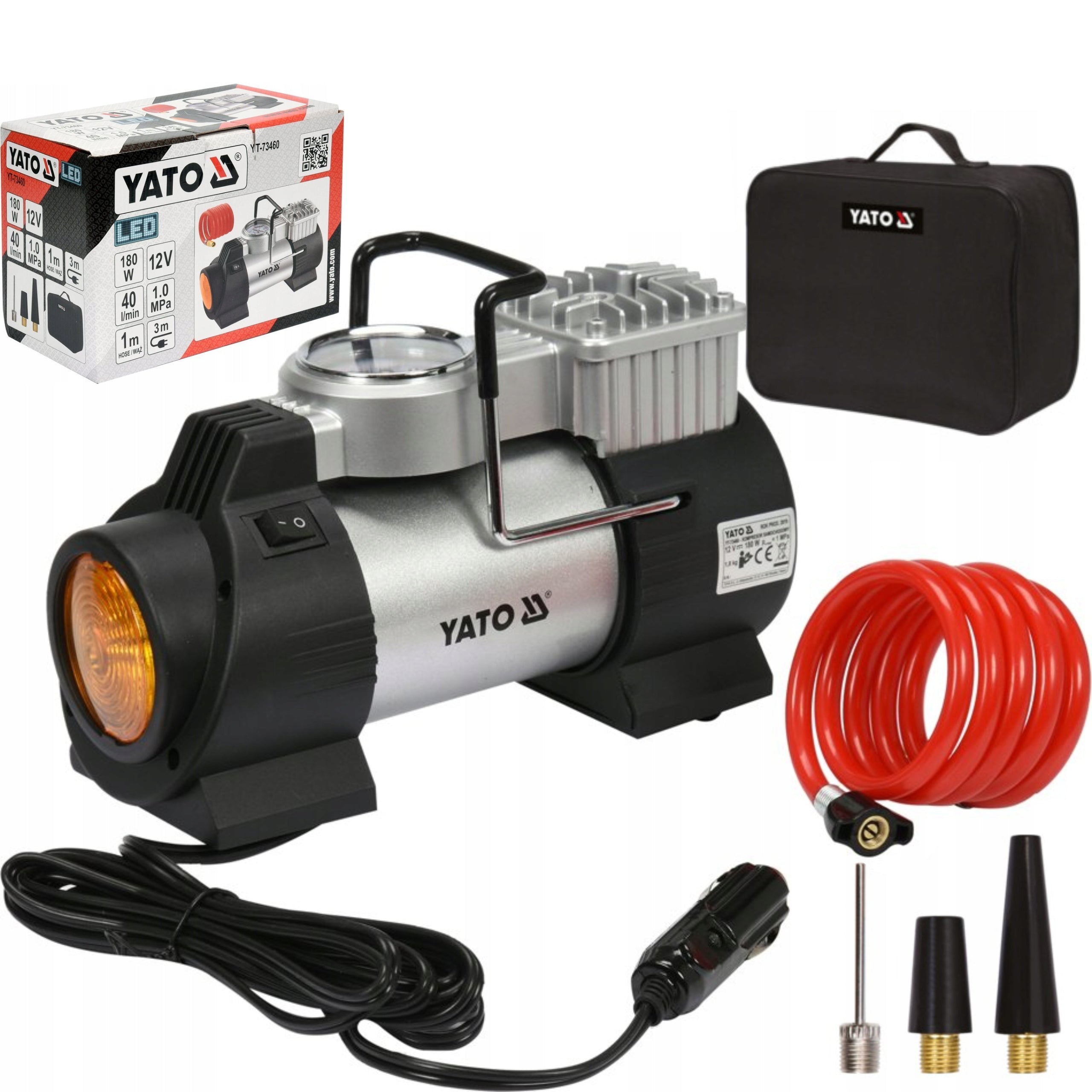 ATO CAR COMPRESSOR 12V PUMP COMPRESSOR 180W LED LIGHT YT-73460