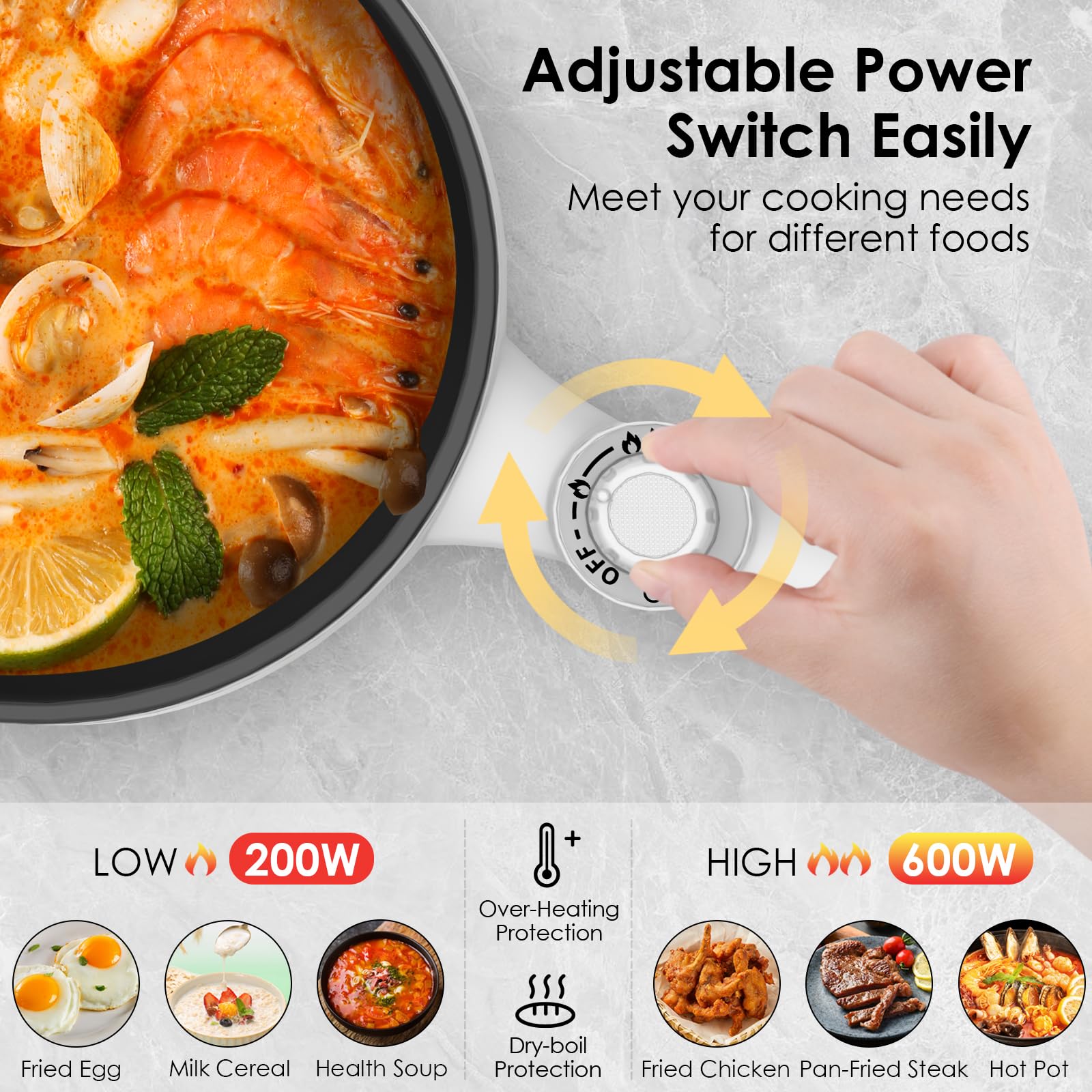 AUDECOOK 1,7L Portable Multicooker Anti-Adhesion Pan Dominant color multicolor