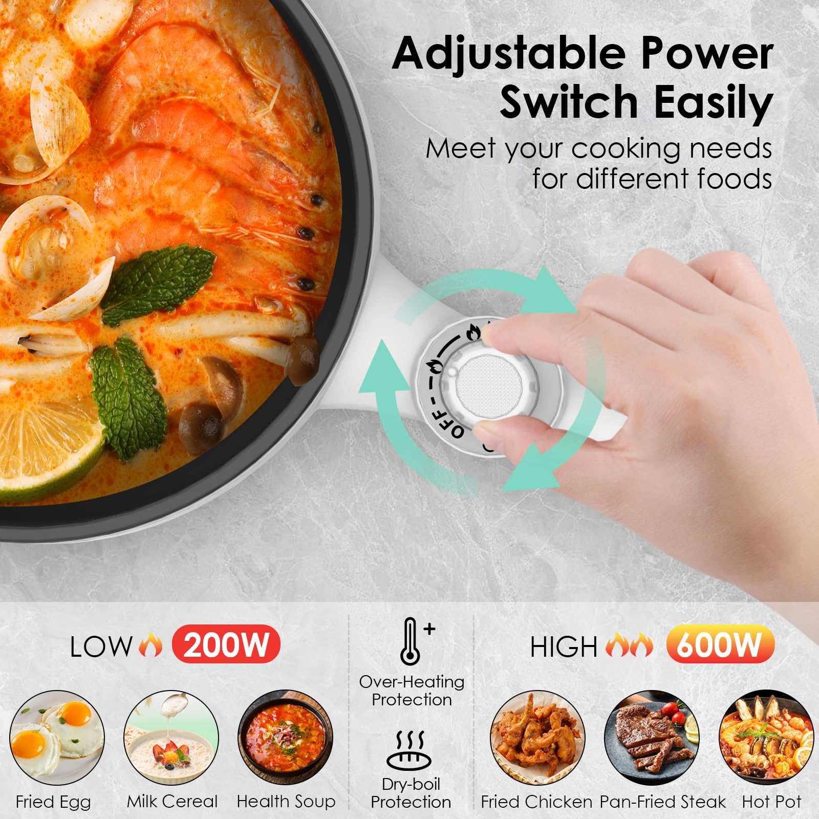 AUDECOOK Electric Pot Hot Pot 1,7L Portable Pan Dominant color multicolor