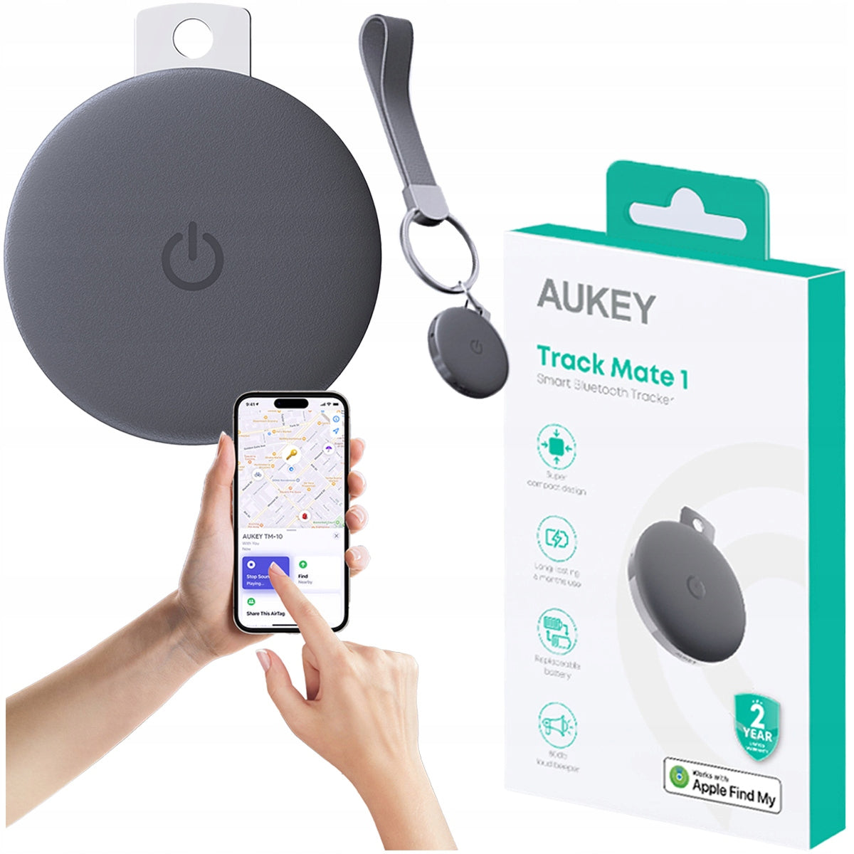 AUKEY APPLE iOS Smart Bluetooth Locator for Case Keys Packaging status original