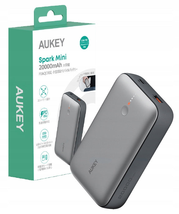 AUKEY PB-Y57 Spark Mini BANK 20000mAh PD & QC 3.0 USB-C 22.5W LED + Cable