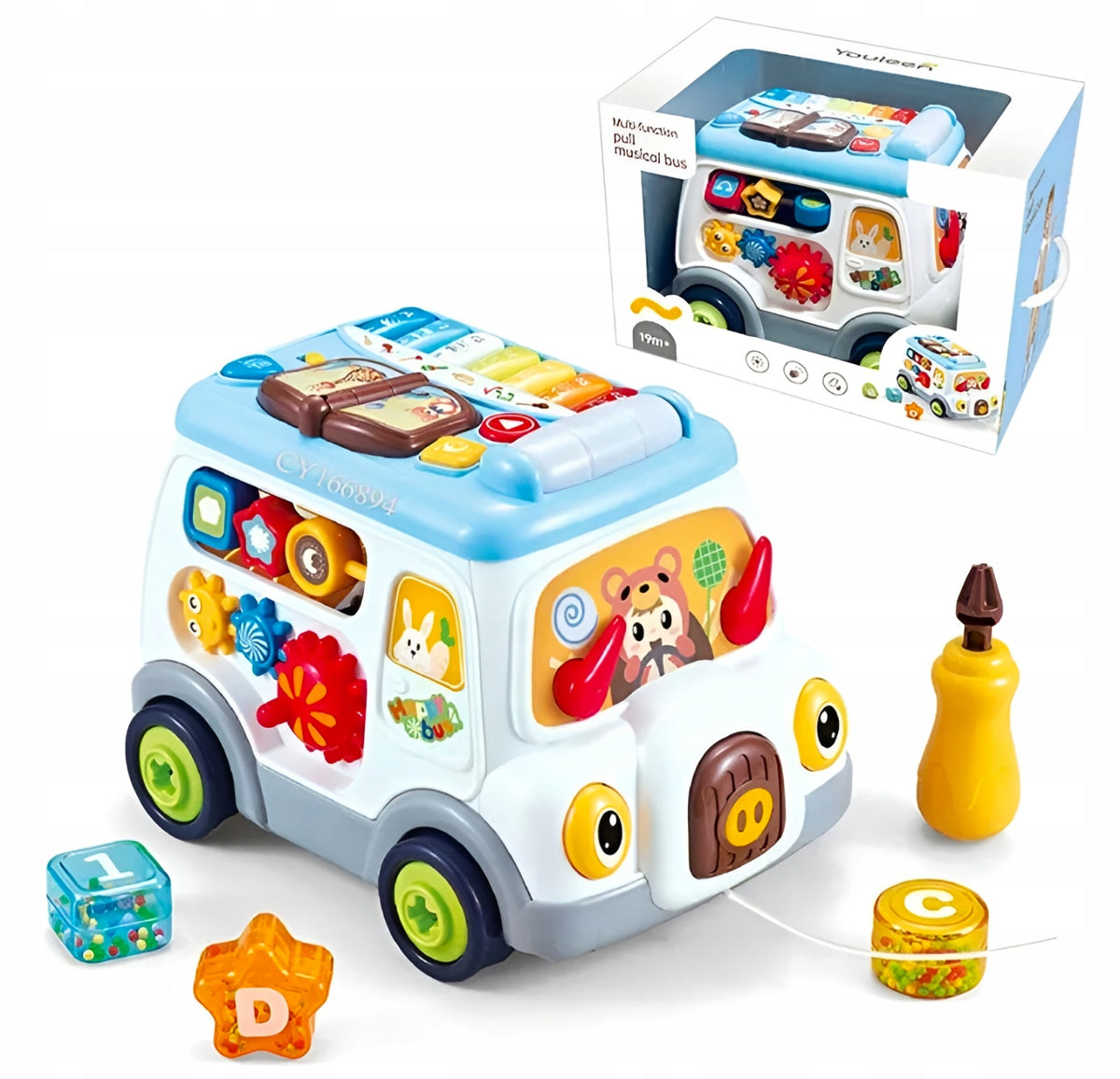 AUTO EDUCATIONAL INTERACTIVE BUS SOUND PIANO SORTER LEARNING FOR CHILDREN Packaging status original