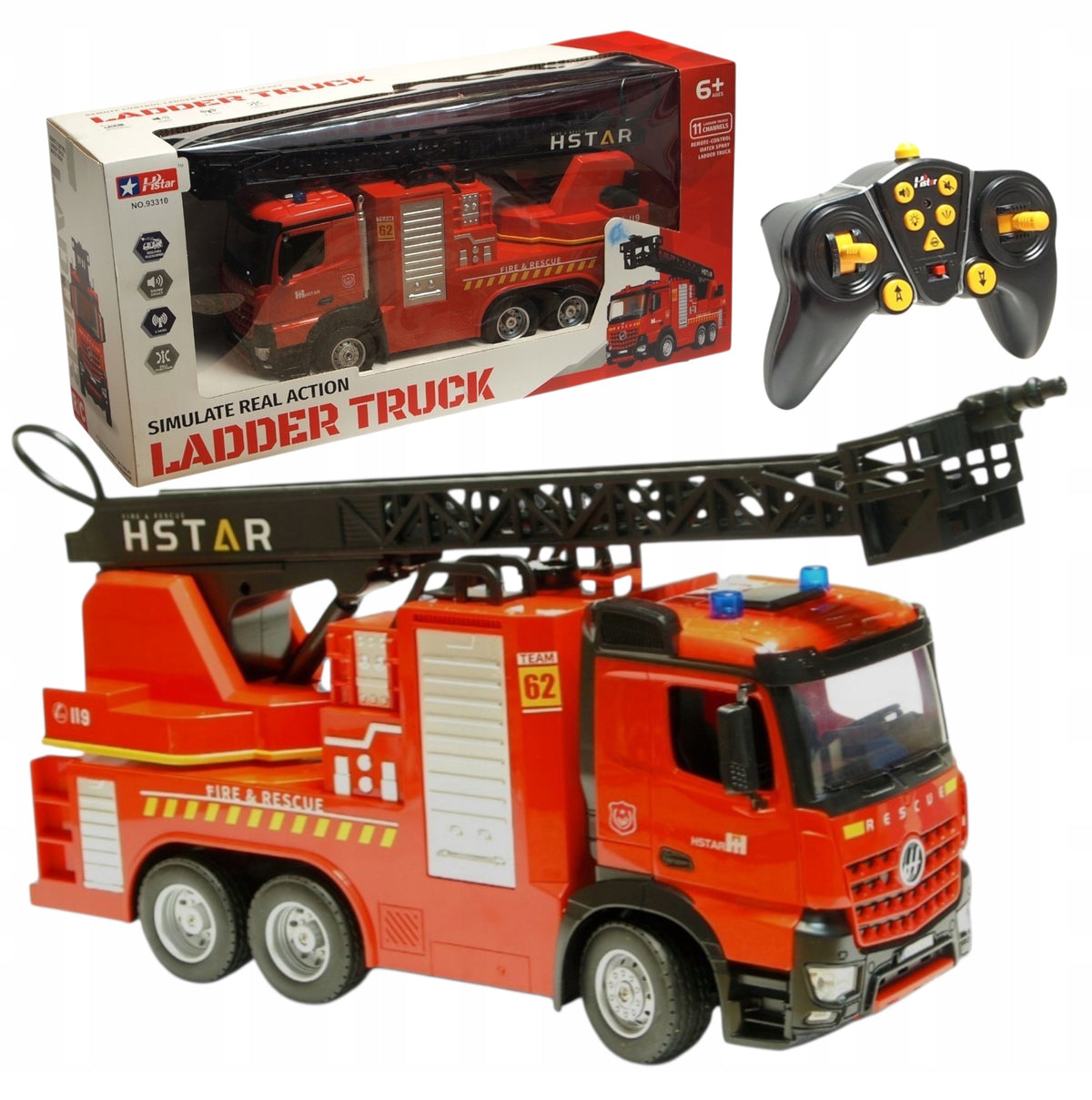 AUTO LARGE FIRE BRIGADE FOR REMOTE CONTROLLED LIGHTS sounds FIRE TRUCK