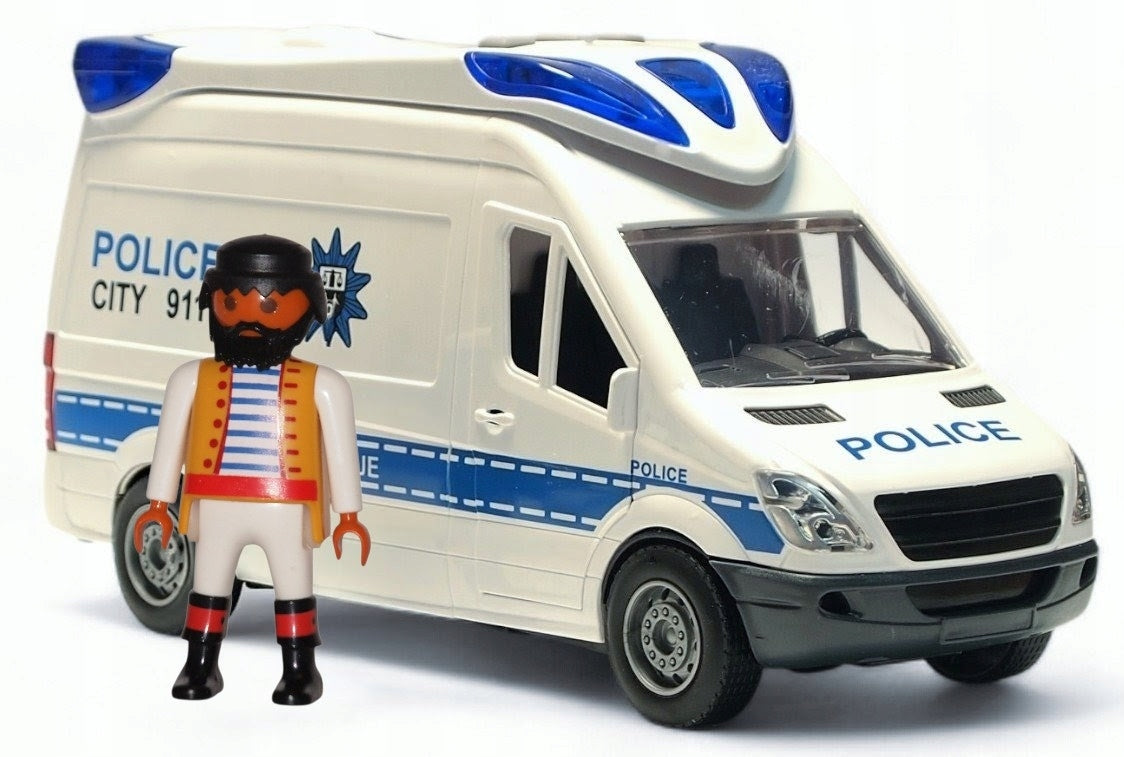 AUTO POLICE 26 cm DRIVE LIGHT SOUND POLICE CAR FIGURINE FREEBIE Packaging status original