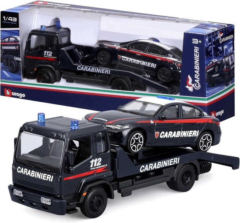 AUTO TOW TRUCK CARABINIERI BBURAGO 1:43 METAL SET FAITHFUL MINIATURES 3+
