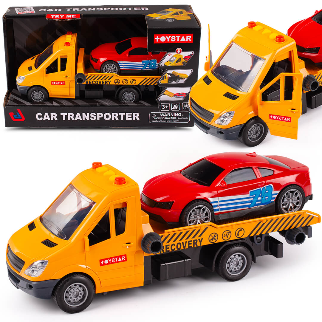 AUTO TOW TRUCK WITH CAR BUS ROADSIDE ASSISTANCE TUGBOAT TOY LIGHT SOUND
