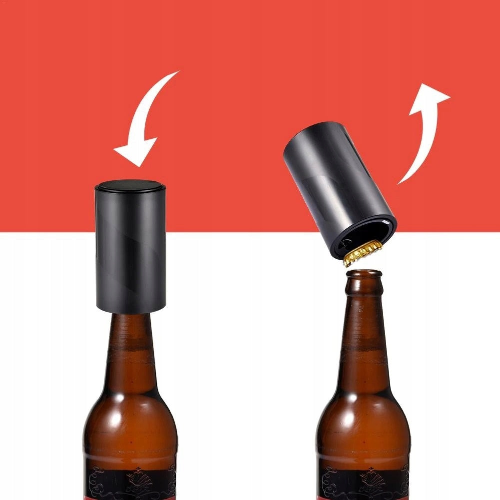 AUTOMATIC CAP BEER BOTTLE OPENER BLACK HANDY magnet Manufacturer code AUTOMATYCZNY OTWIERACZ do BUTELEK piwa