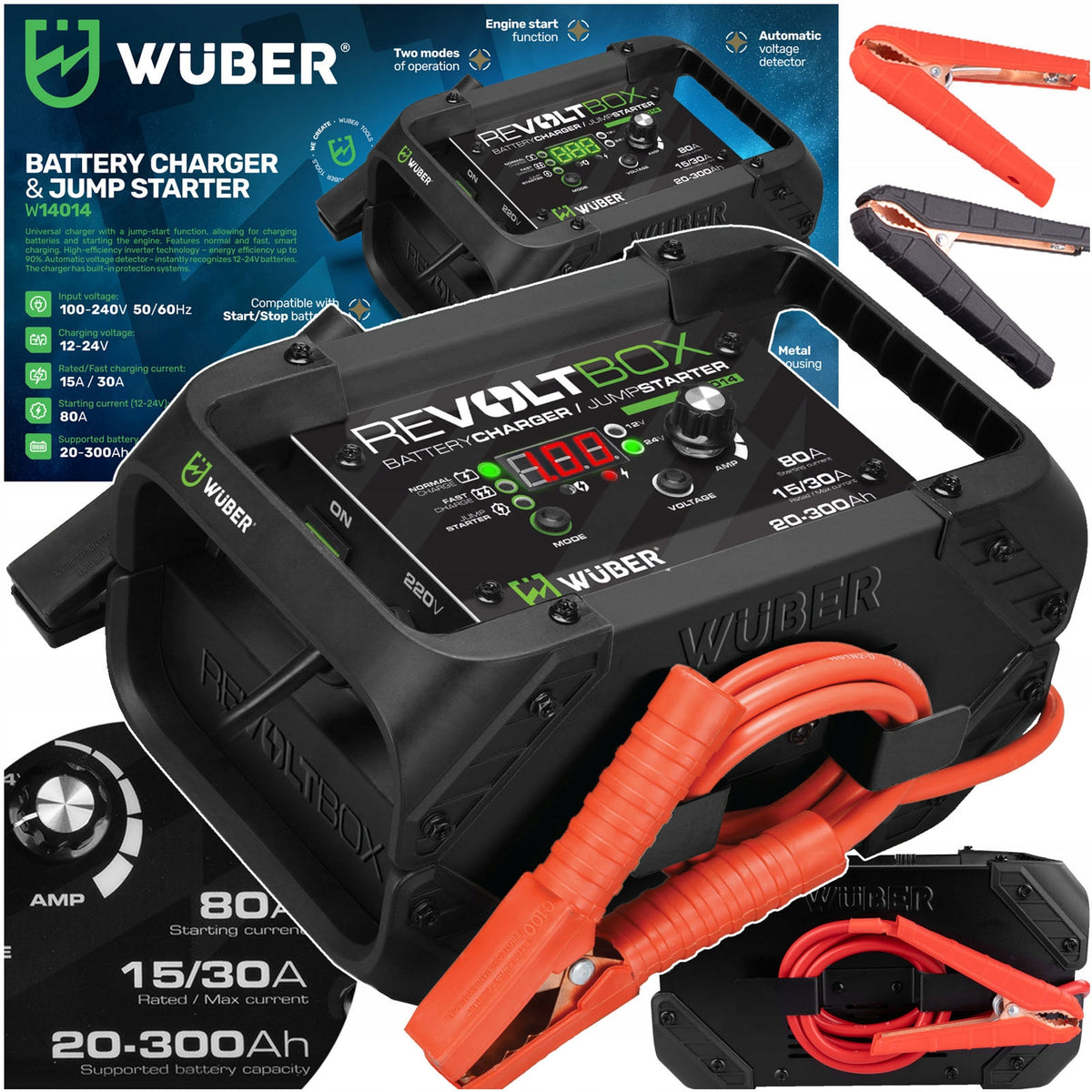 AUTOMATIC CAR BATTERY RECTIFIER WITH START-UP 80A BOOSTER