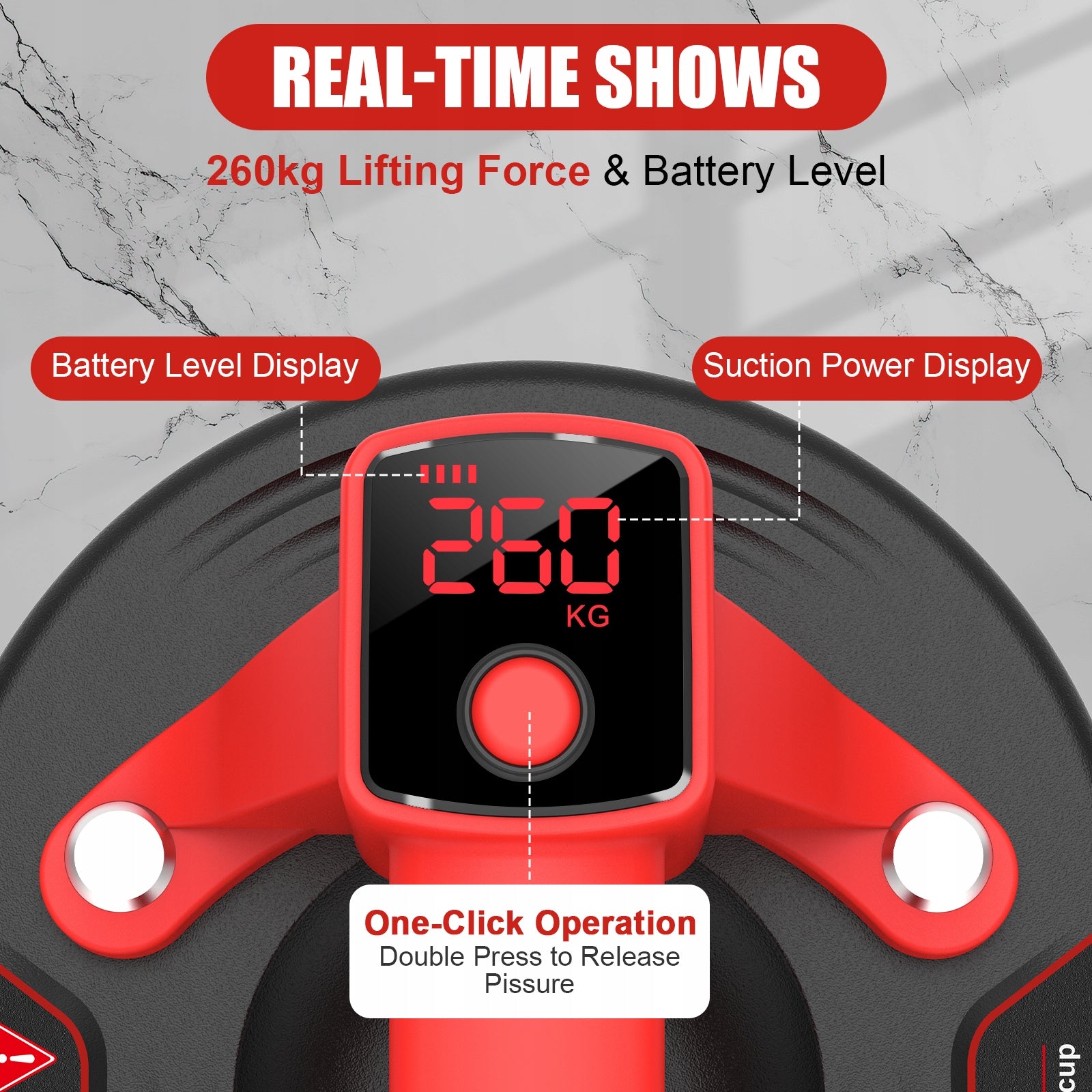 AUTOMATIC CORDLESS ELECTRIC VACUUM SUCTION CUP WITH LCD 3,0Ah AKU Manufacturer code DE-T503BR