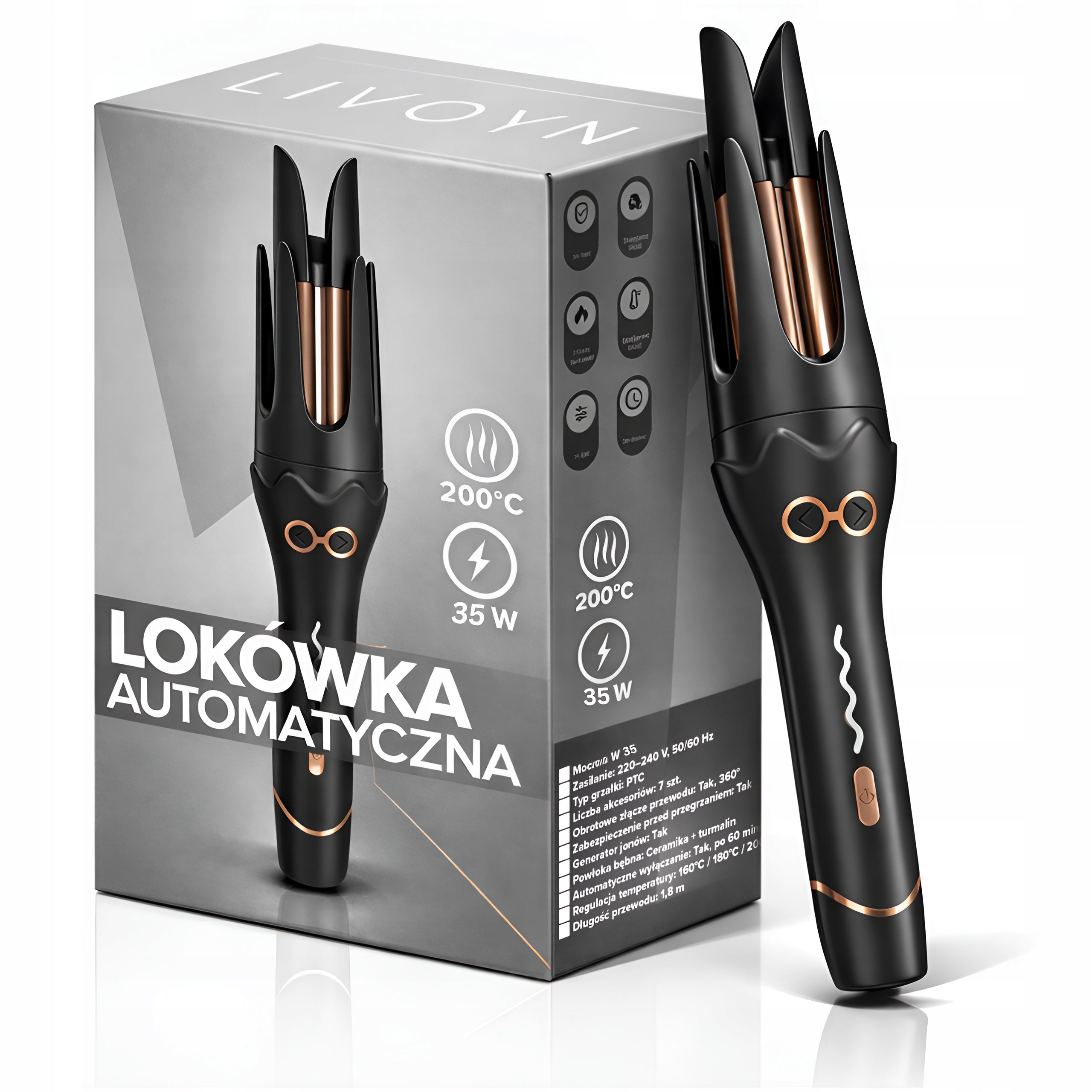 AUTOMATIC CURLING IRON CERAMIC ROTARY 360°C CURLS WAVES LIVOCURL