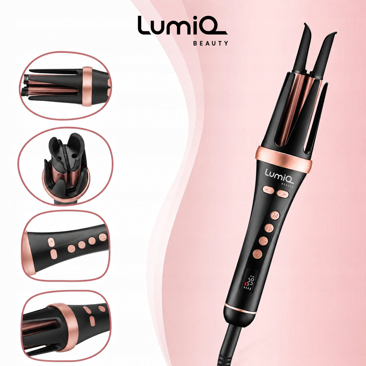 AUTOMATIC CURLING IRON FOR HAIR CERAMIC ROTATING IONIZATION ADJUSTABLE Packaging status original