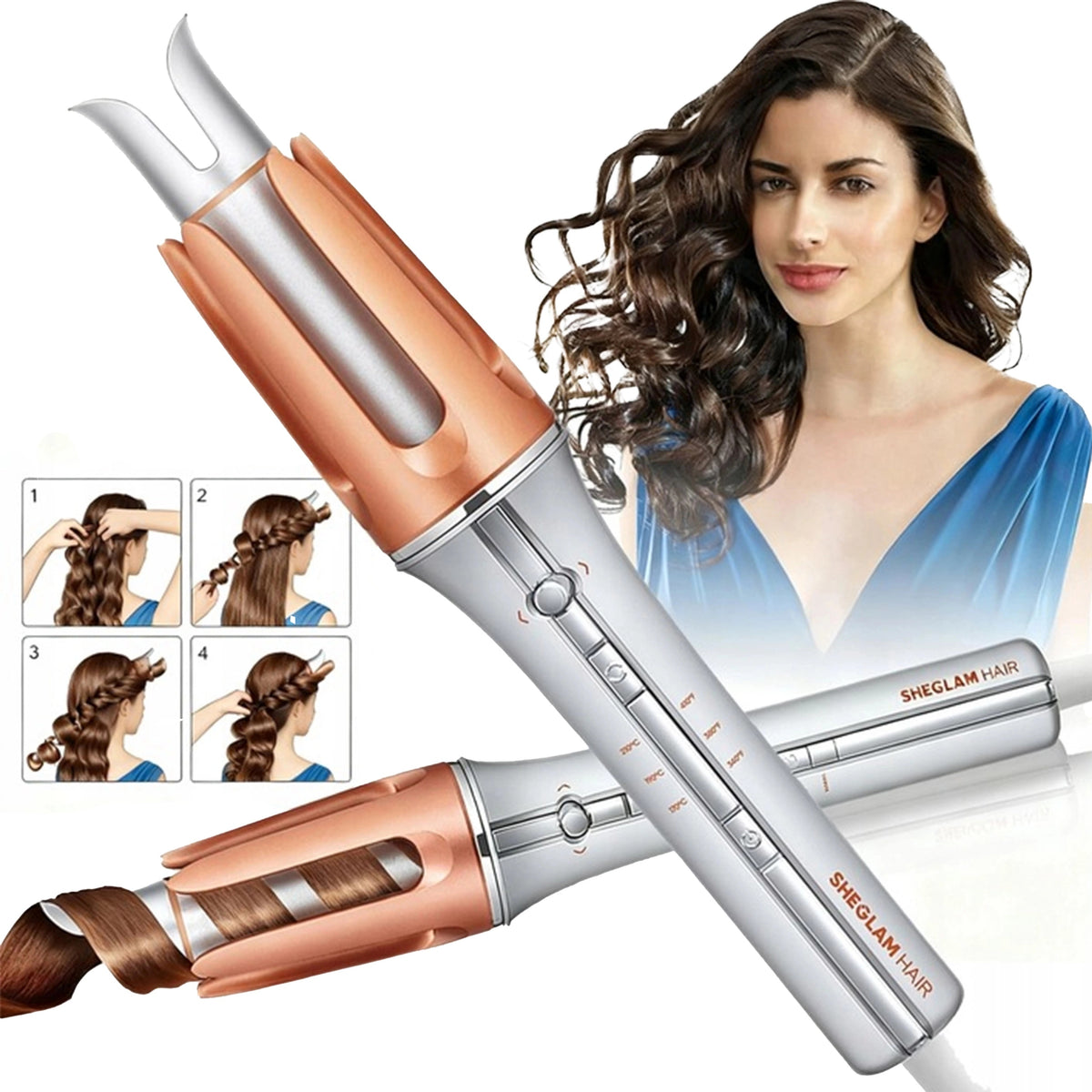 AUTOMATIC CURLING IRON SHEGLAM 32 MM FAST SELF-ROTATING HEATING LARGE