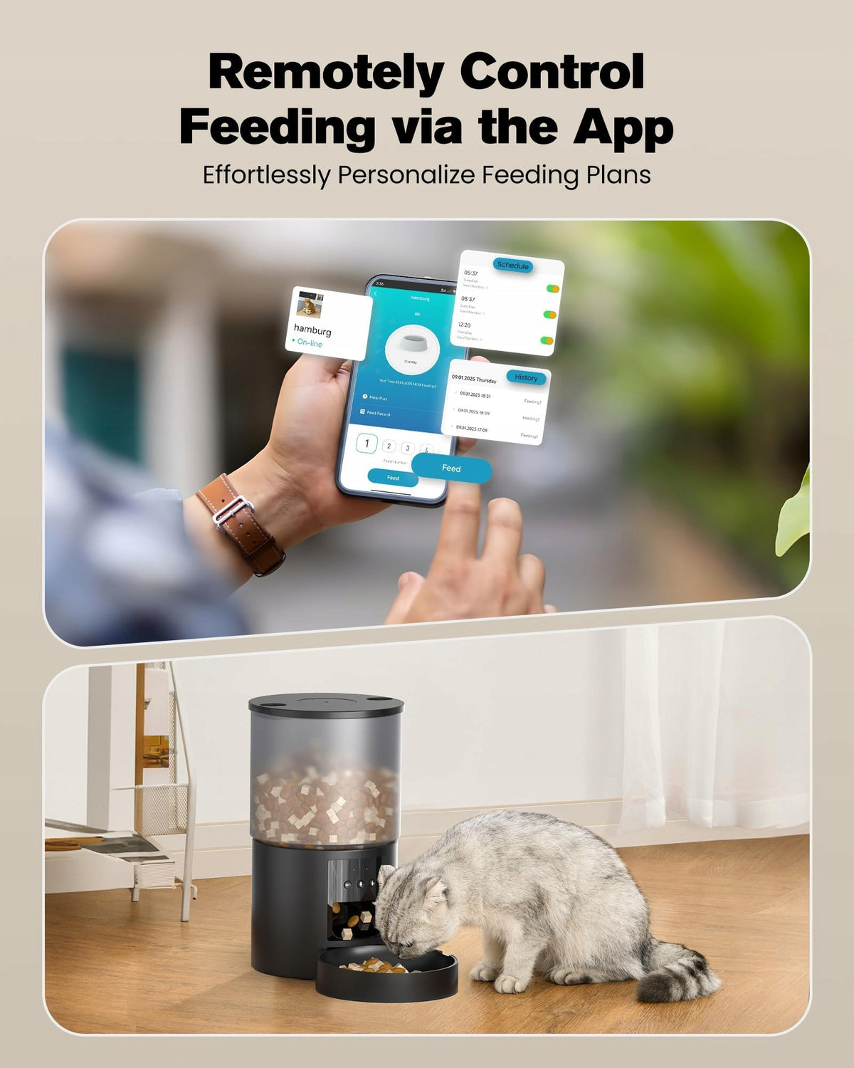 AUTOMATIC FEEDER FOR CATS 4L WIFI WITH SCHEDULE DISPENSER CONTROLLED Manufacturer code 111111