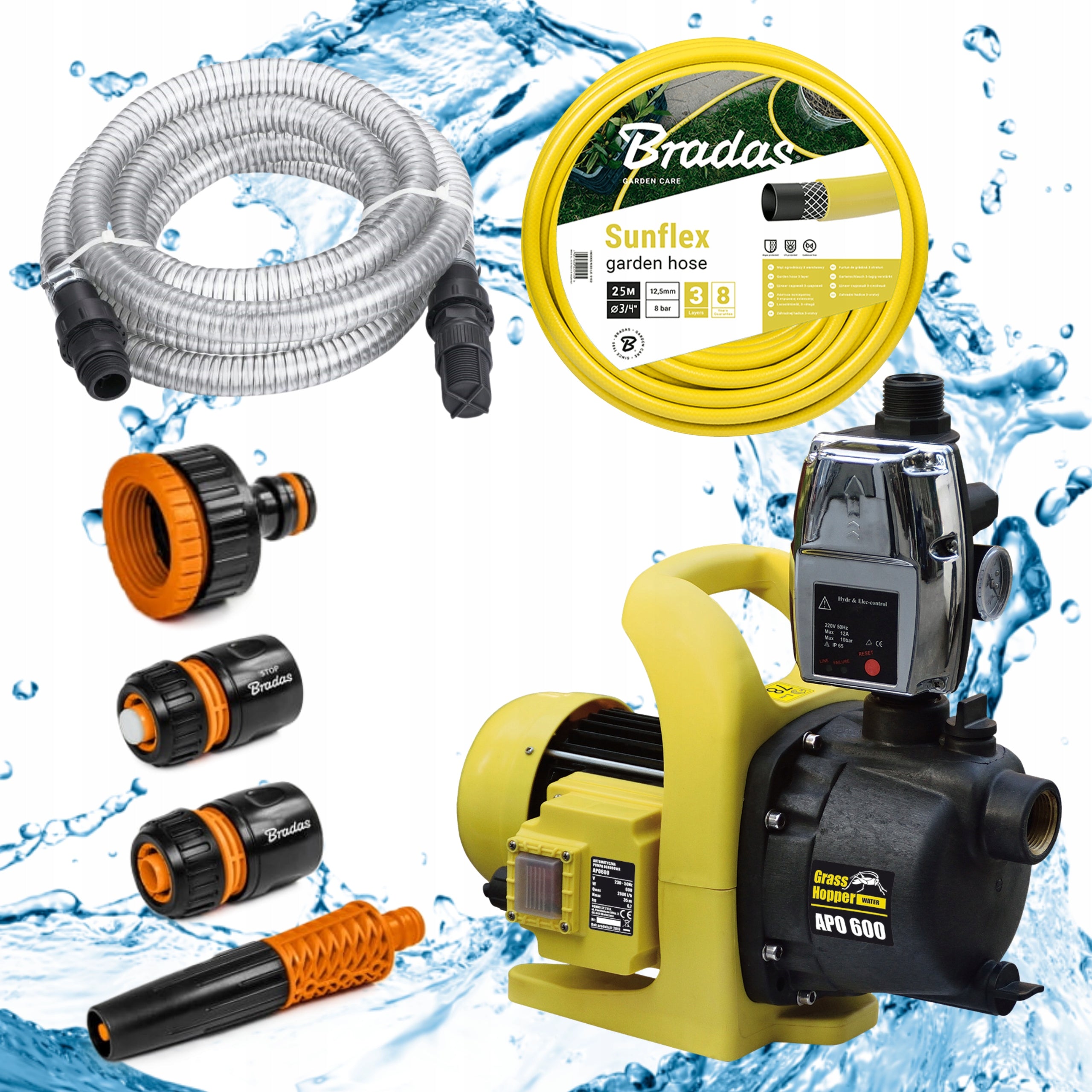 AUTOMATIC GARDEN PUMP SURFACE STRONG ACCESSORIES 2xSNAKE GUN Packaging status original
