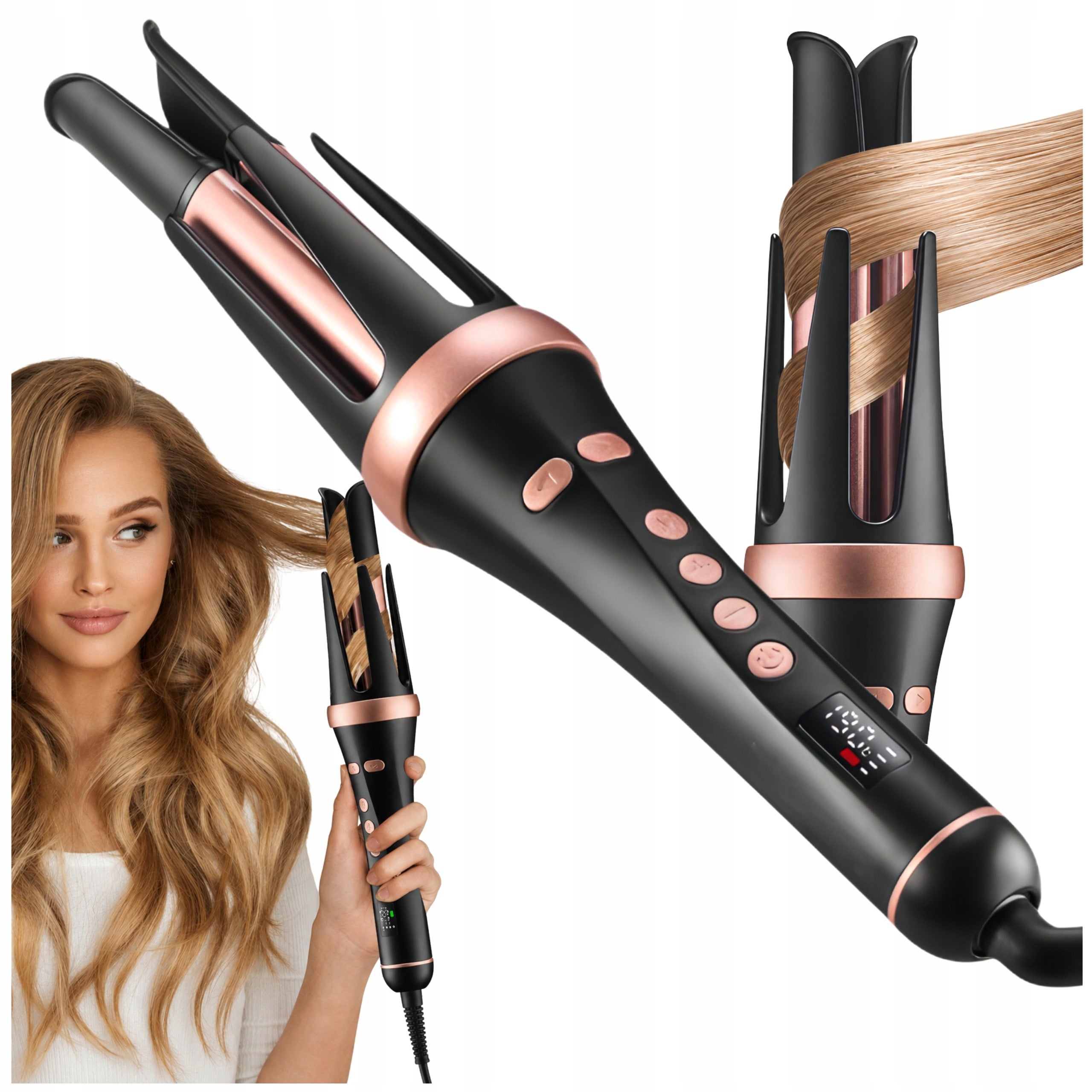 AUTOMATIC HAIR CURLER CERAMIC ROTATING WITH Ionization REGULATION