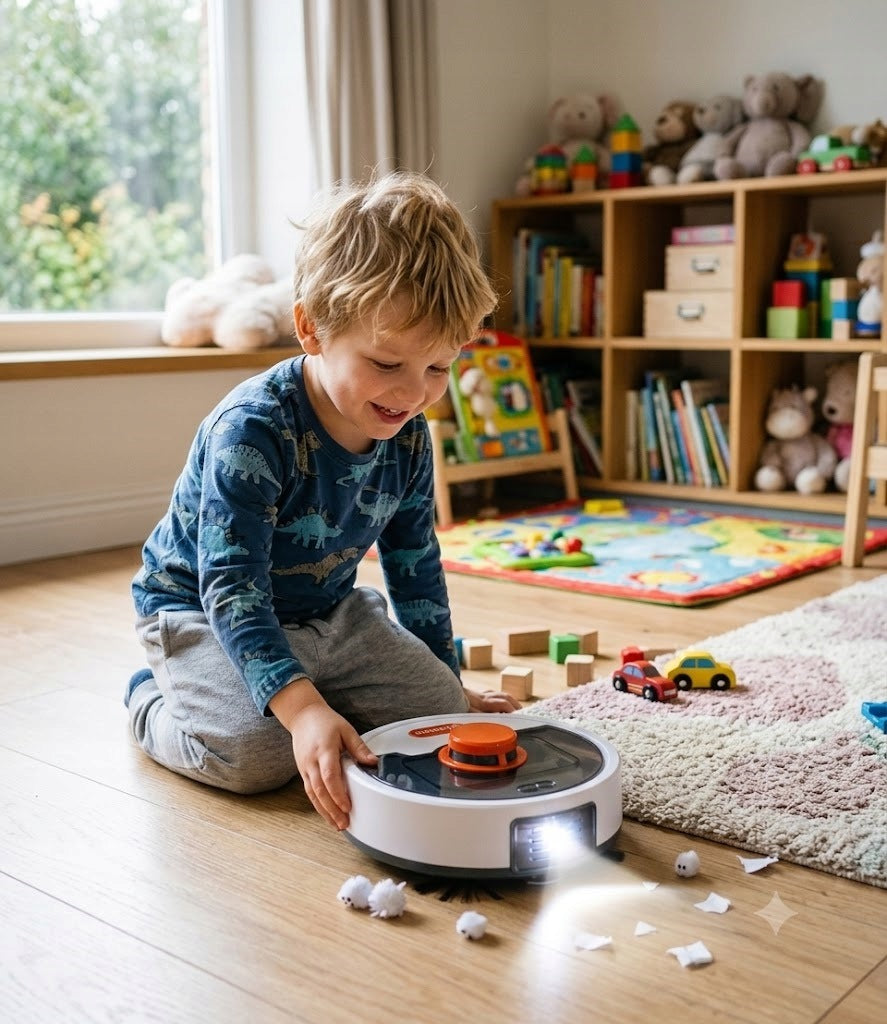AUTOMATIC INTERACTIVE VACUUM CLEANER ROBOT CLEANING FOR CHILDREN LIGHT AGD Brand Cabo-Toys
