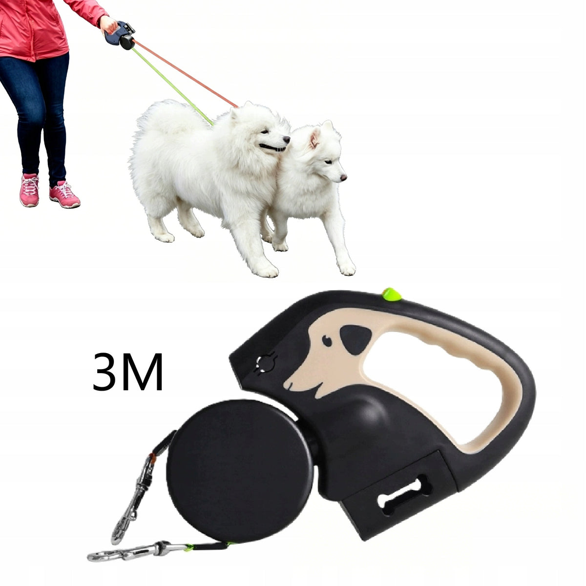 AUTOMATIC LEASH 2 DOGS DOUBLE CONTROL 360° DURABLE Manufacturer code 781291314167