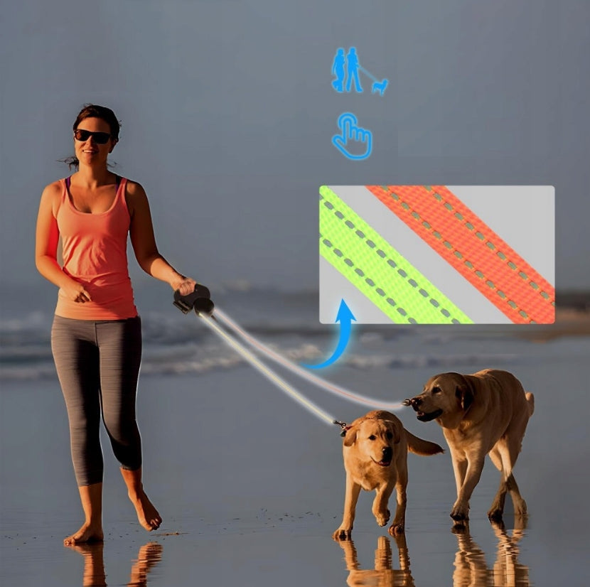 AUTOMATIC LEASH 2 DOGS DOUBLE CONTROL 360° DURABLE Packaging status original