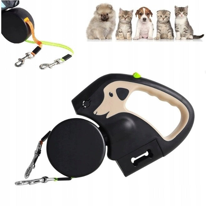 AUTOMATIC LEASH 2 DOGS DOUBLE CONTROL 360° DURABLE