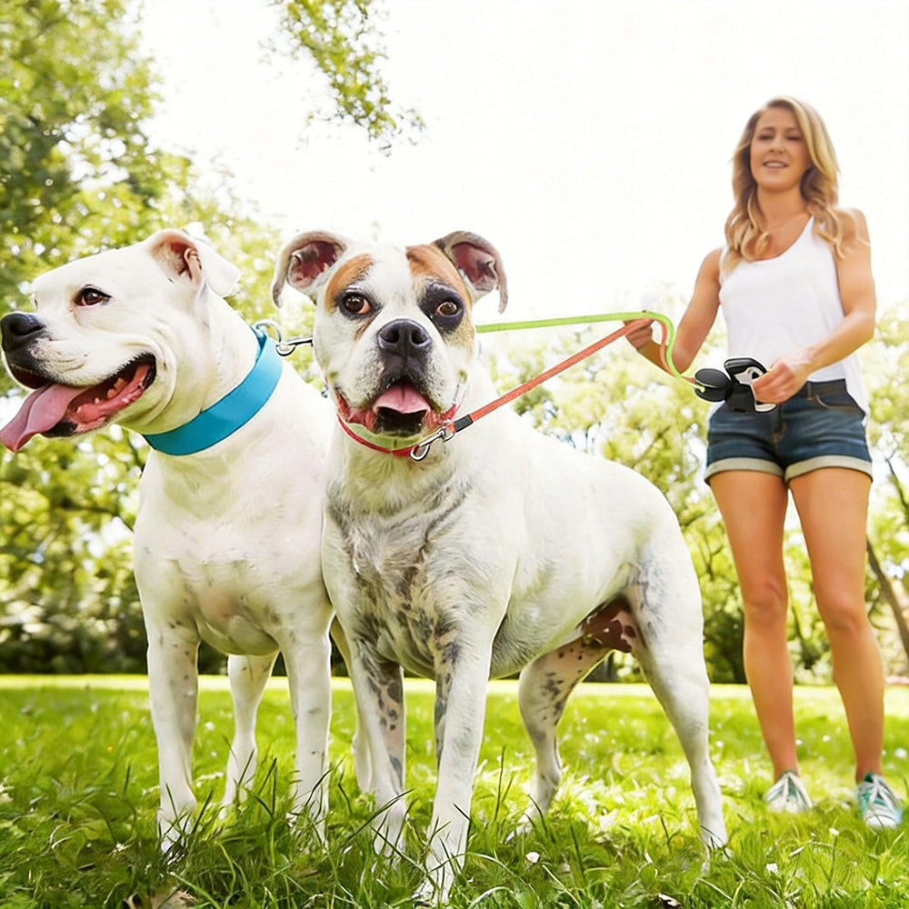 AUTOMATIC LEASH FOR 2 SMALL BREED DOGS 360° LED BAGS WALK Manufacturer code 3B#16