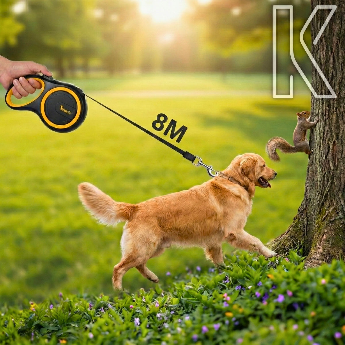 AUTOMATIC LEASH FOR BIG DOG TAPE WITH LOCK STRONG CONTAINER 8M TO 50KG Manufacturer code SMYCZ AUTOMATYCZNA DLA PSA 50KG