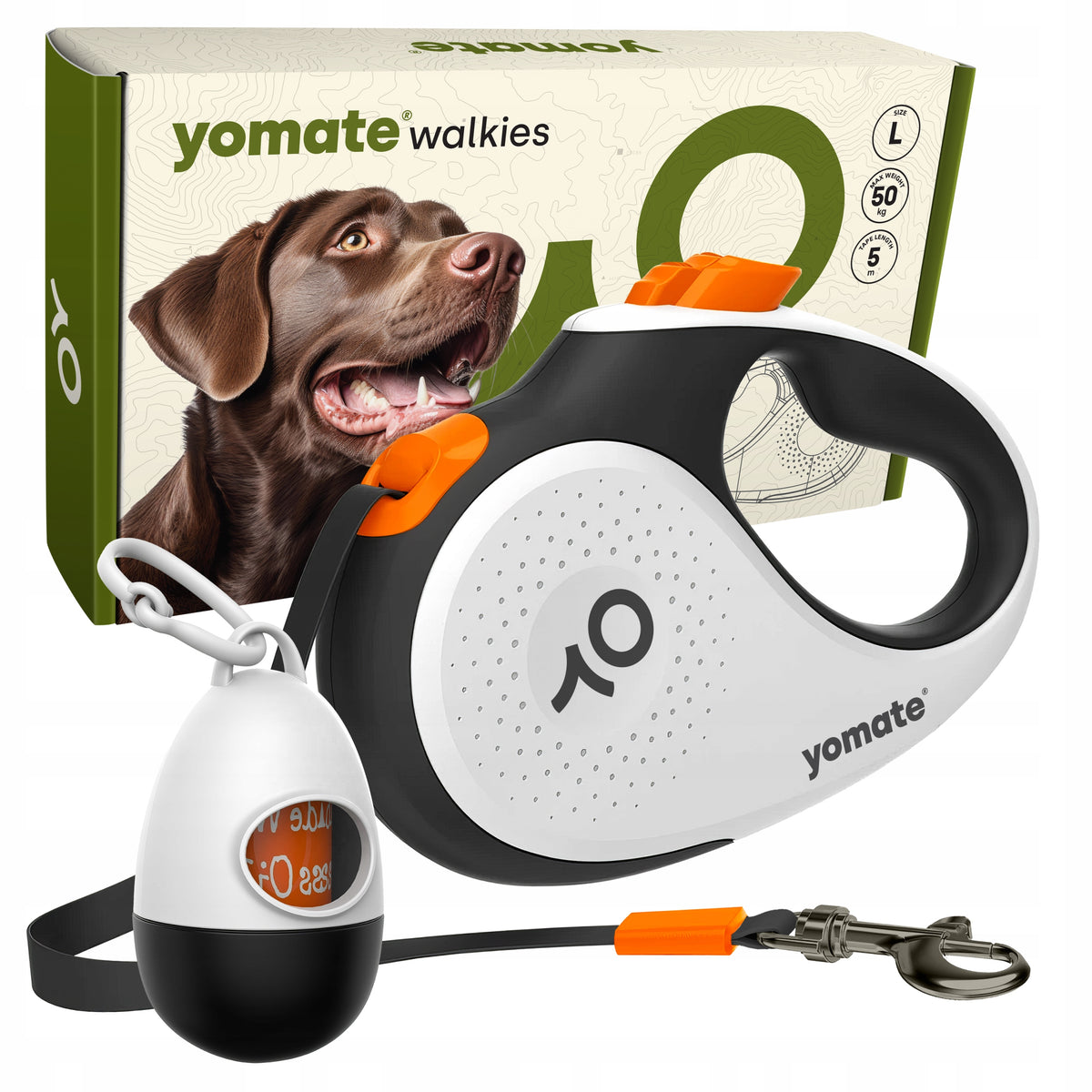 AUTOMATIC LEASH FOR LARGE DOG UP TO 50 KG LANYARD ROLL-UP TAPE FOR DOG
