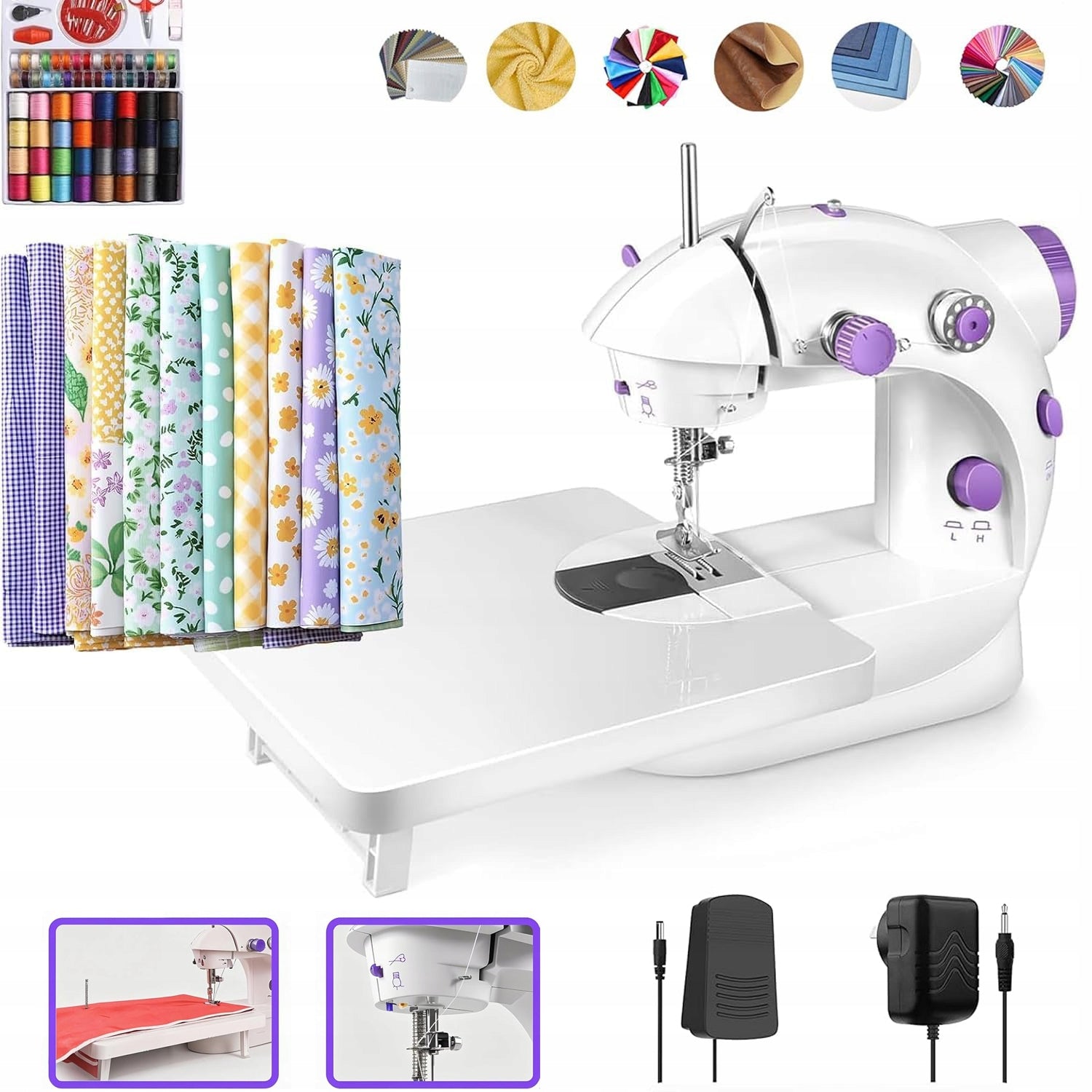 AUTOMATIC MINI ELECTRIC SEWING MACHINE, WITH FOOT PEDAL AND LED