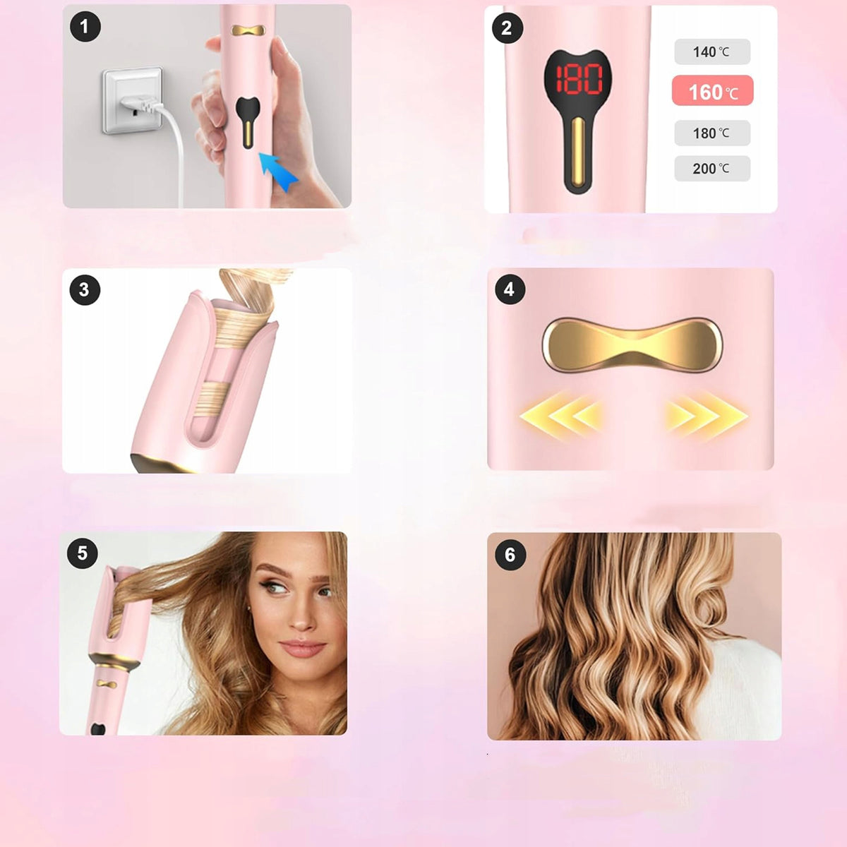 AUTOMATIC ROTATING INVERTER KERATIN CERAMIC CURLING iron 4 Temp Settings Brand no brand
