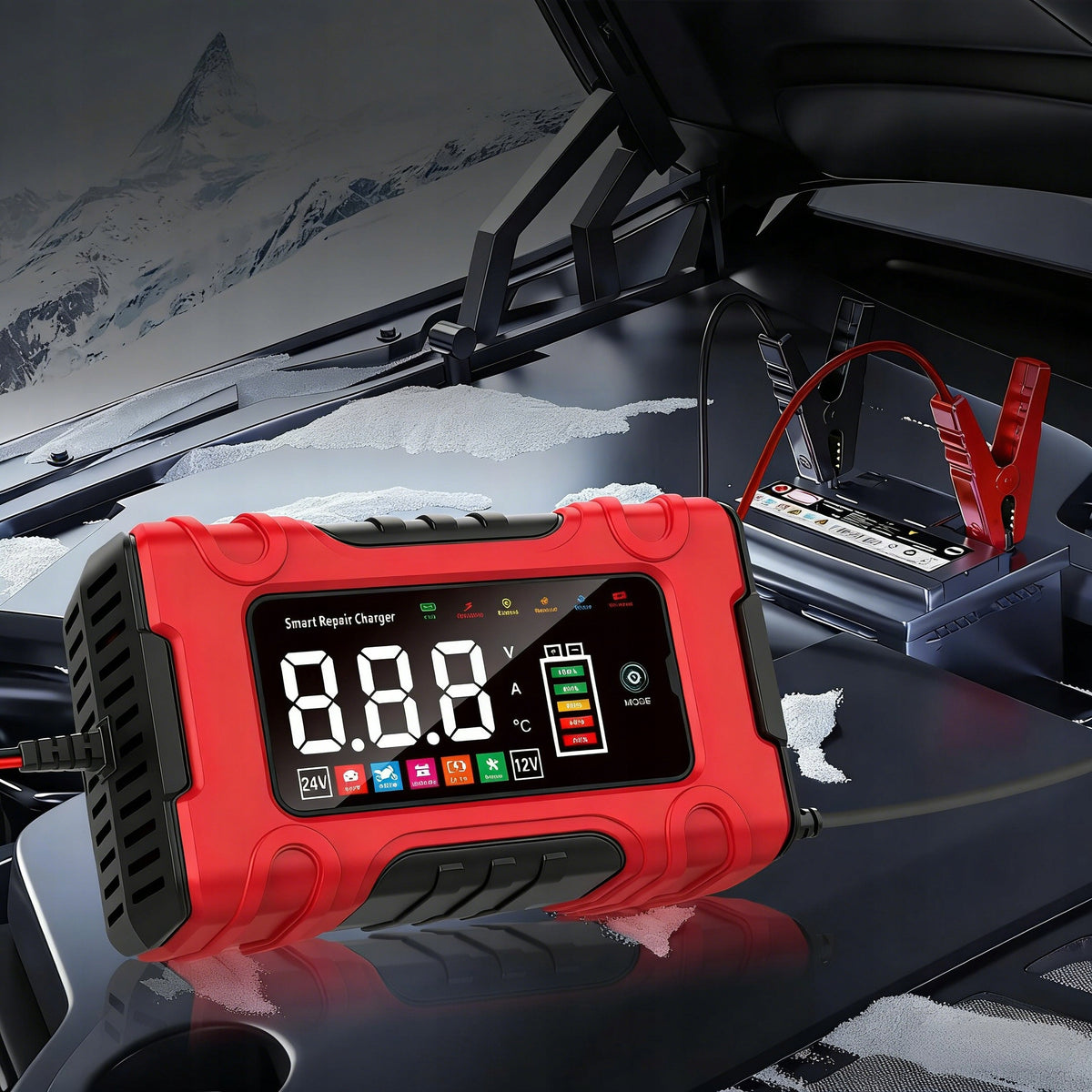 AUTOMATIC SMART RECTIFIER BATTERY CHARGER LCD 12V 24V 10A Brand Bedee