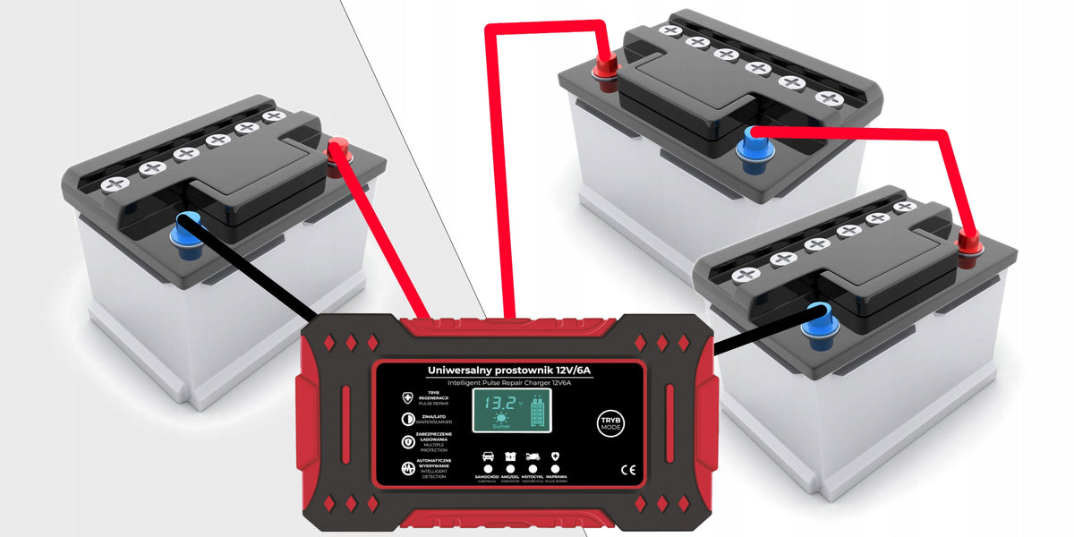 AUTOMATIC SMART RECTIFIER BATTERY CHARGER LCD 12V 6A Manufacturer's catalog number 12V6A AUTOMATYCZNY